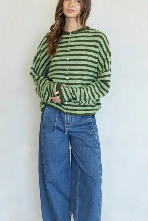 Pretty Piper Striped Cardigan-Sweaters-Vixen Collection, Day Spa and Women's Boutique Located in Seattle, Washington