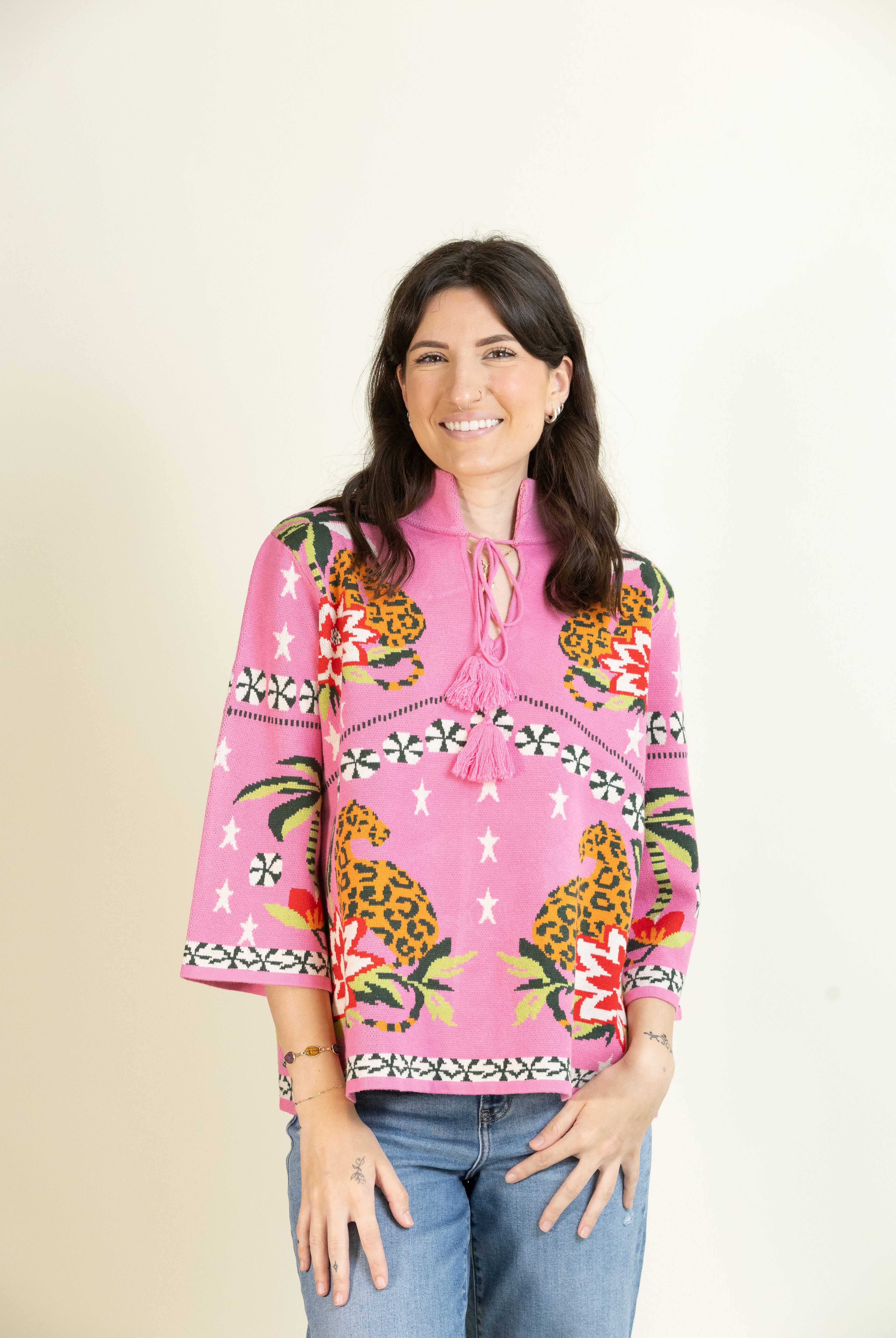 Pink Paradise Prowl Sweater-Tops-Vixen Collection, Day Spa and Women's Boutique Located in Seattle, Washington