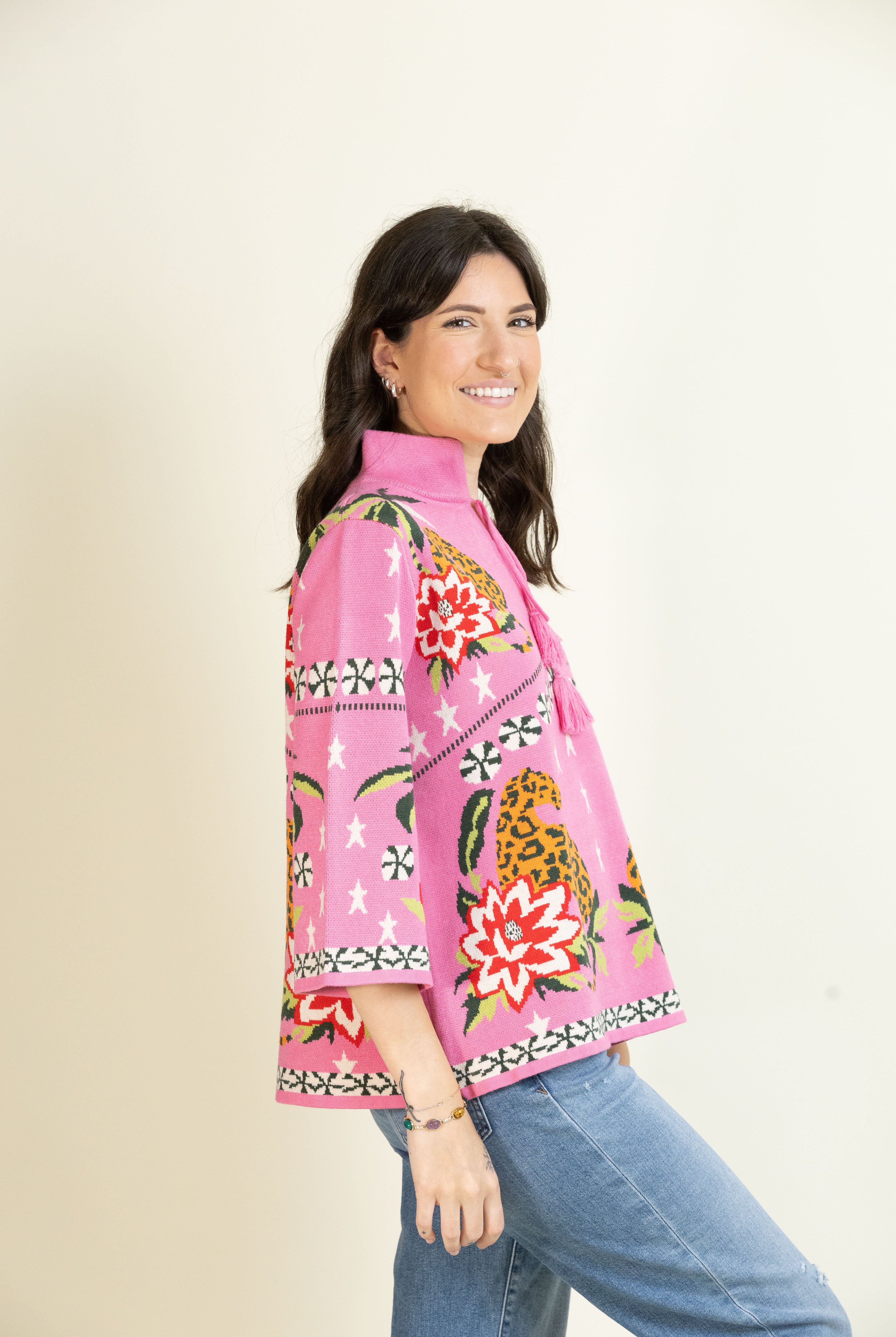 Pink Paradise Prowl Sweater-Tops-Vixen Collection, Day Spa and Women's Boutique Located in Seattle, Washington
