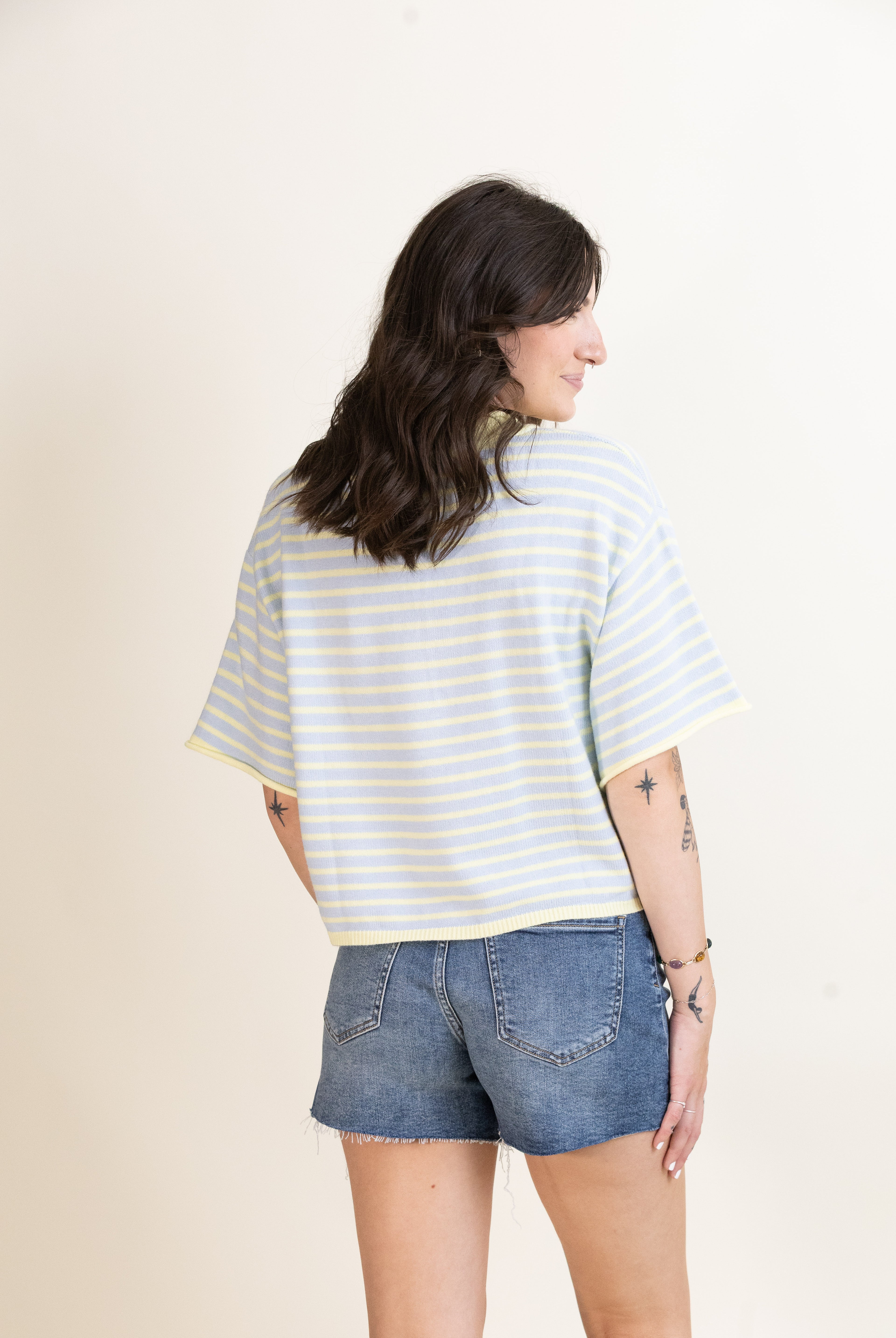 Porch Swing Stripe Henley-Sweaters-Vixen Collection, Day Spa and Women's Boutique Located in Seattle, Washington