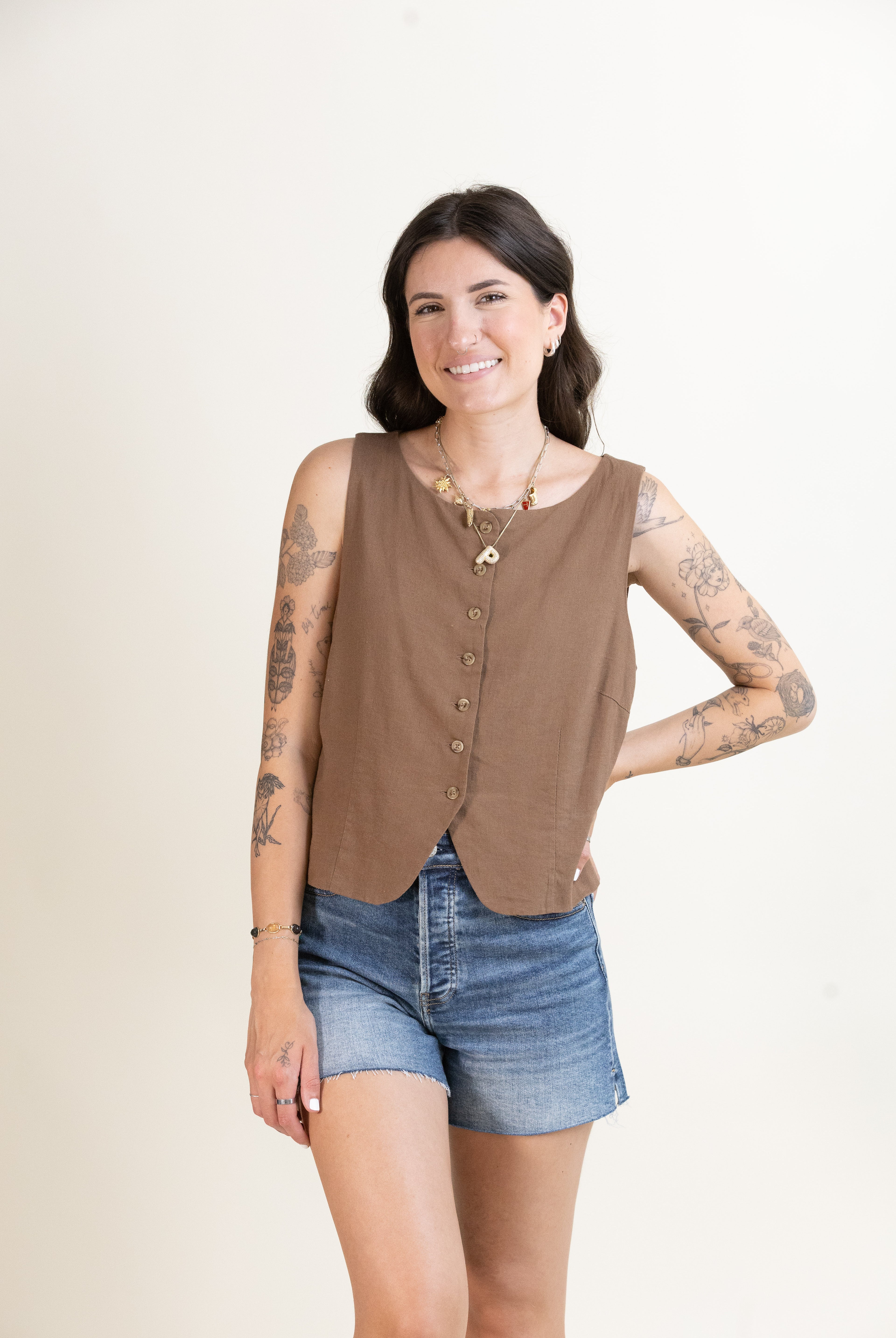 Roman Linen Vest-Tops-Vixen Collection, Day Spa and Women's Boutique Located in Seattle, Washington