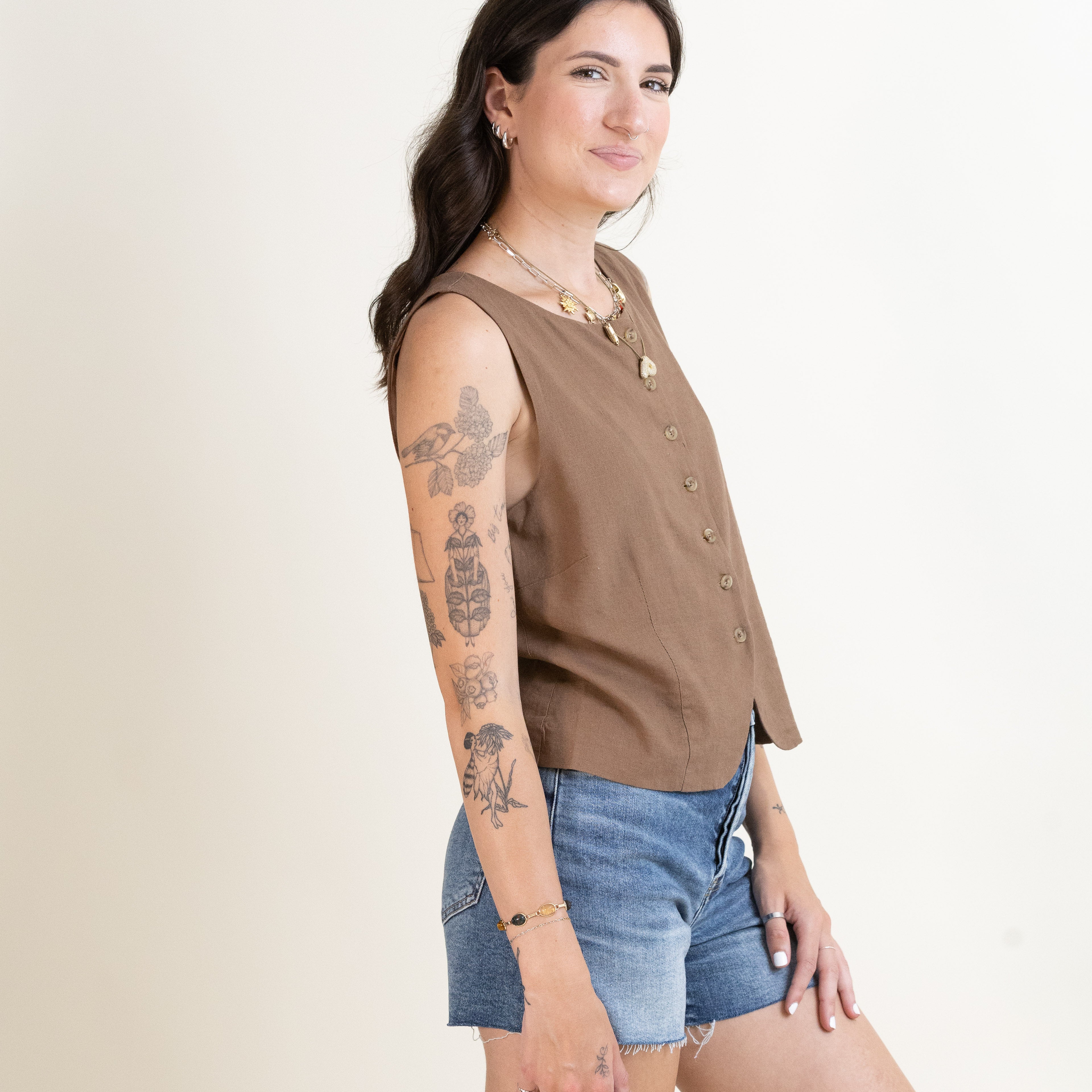 Roman Linen Vest-Tops-Vixen Collection, Day Spa and Women's Boutique Located in Seattle, Washington