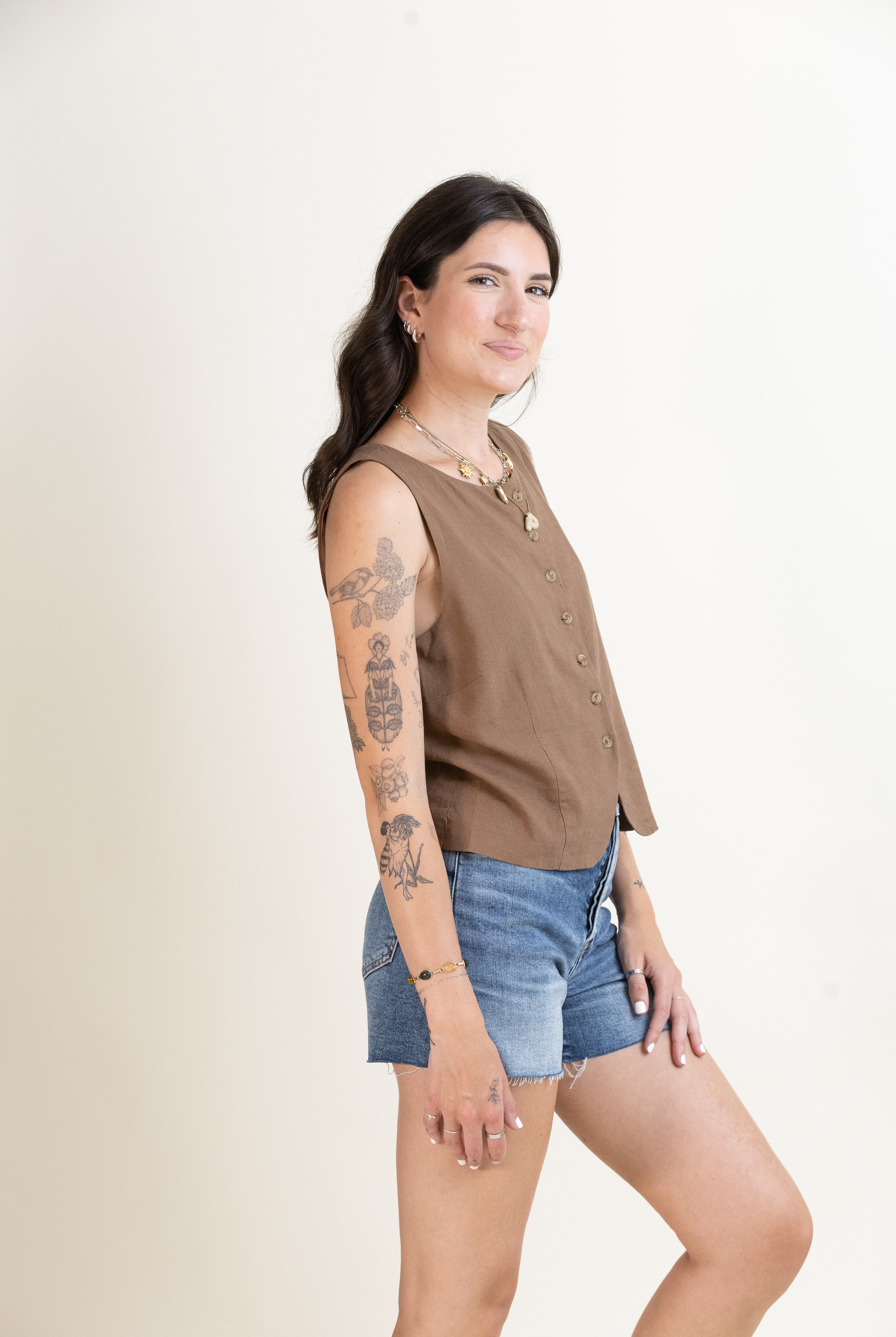 Roman Linen Vest-Tops-Vixen Collection, Day Spa and Women's Boutique Located in Seattle, Washington