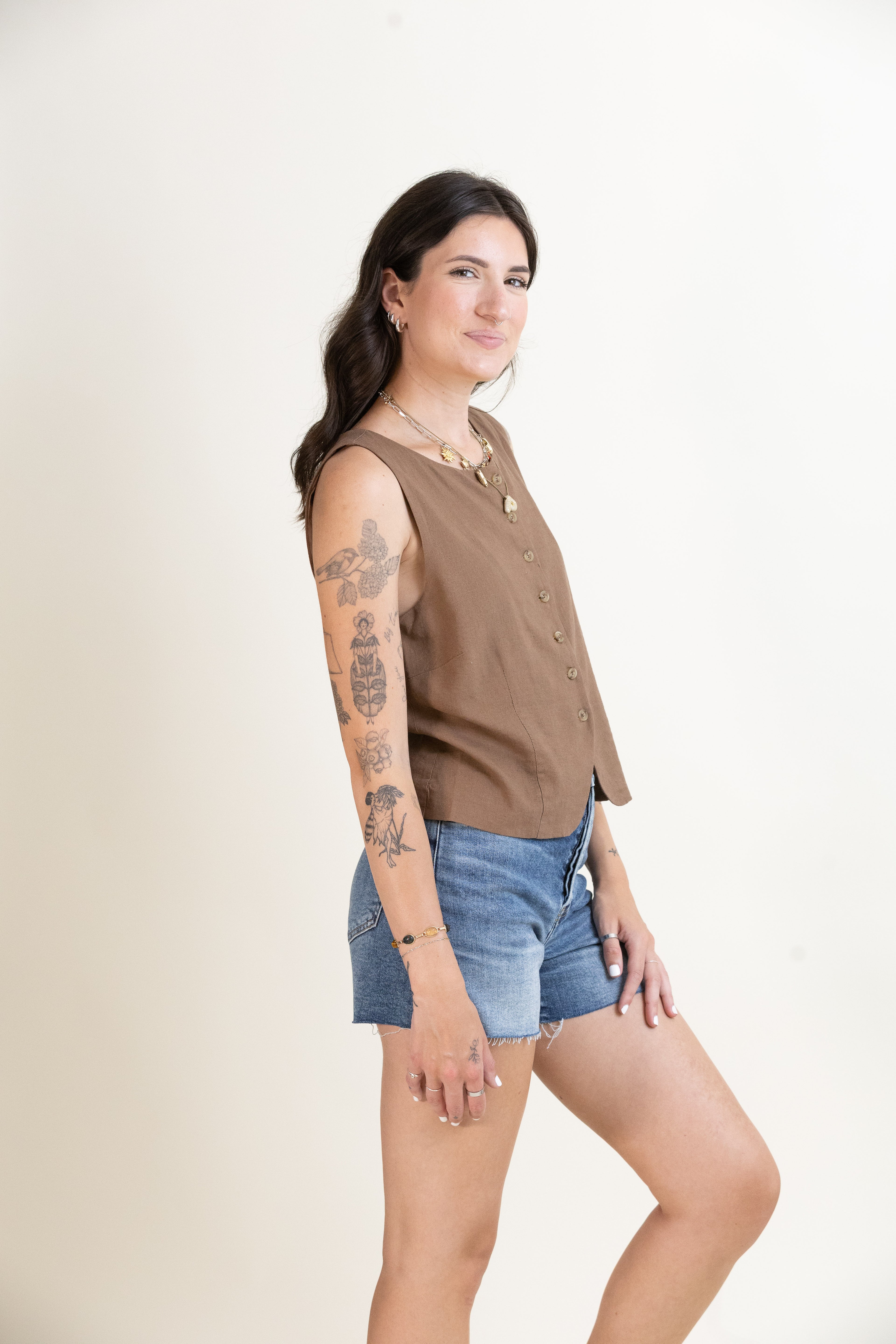 Roman Linen Vest-Tops-Vixen Collection, Day Spa and Women's Boutique Located in Seattle, Washington