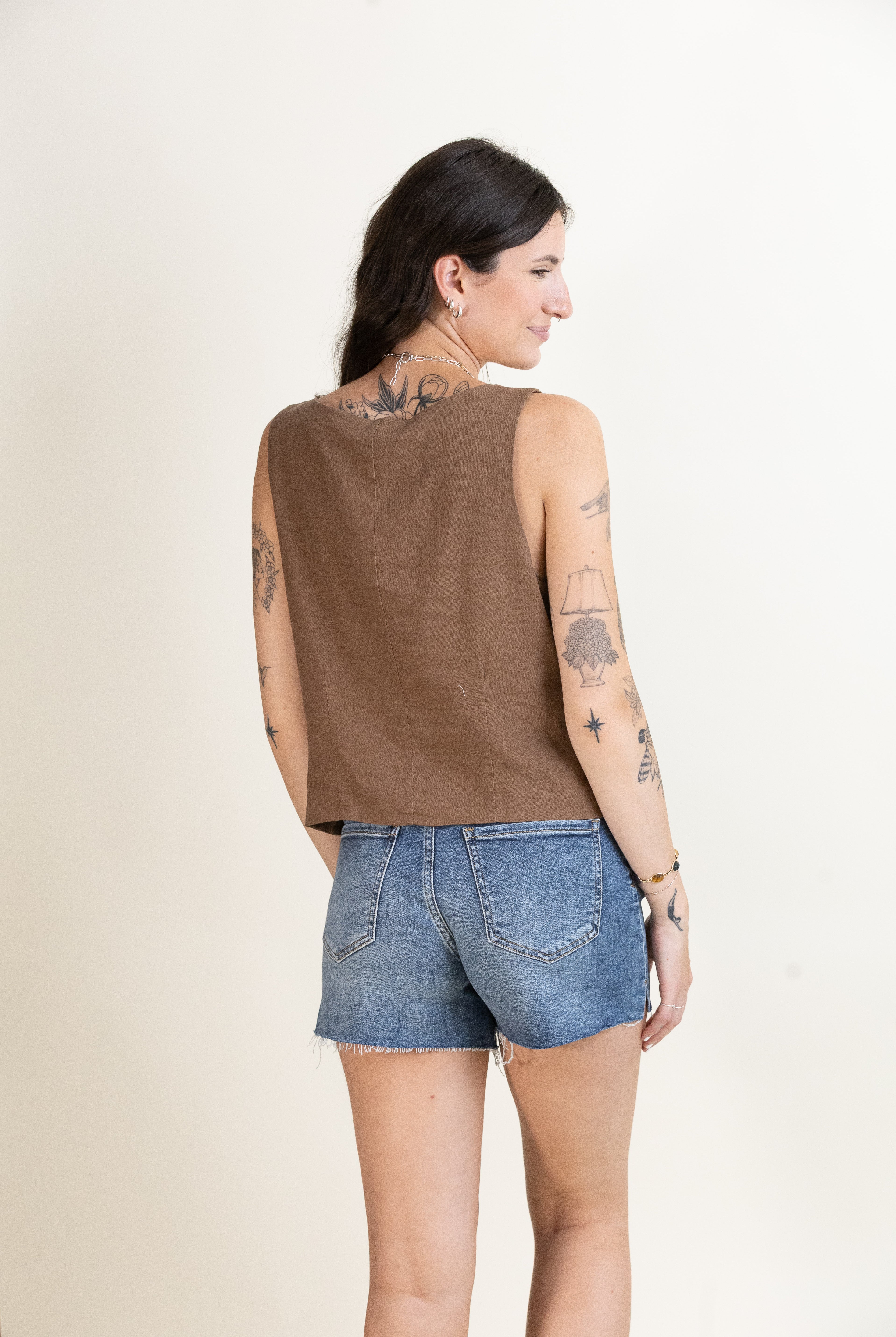 Roman Linen Vest-Tops-Vixen Collection, Day Spa and Women's Boutique Located in Seattle, Washington