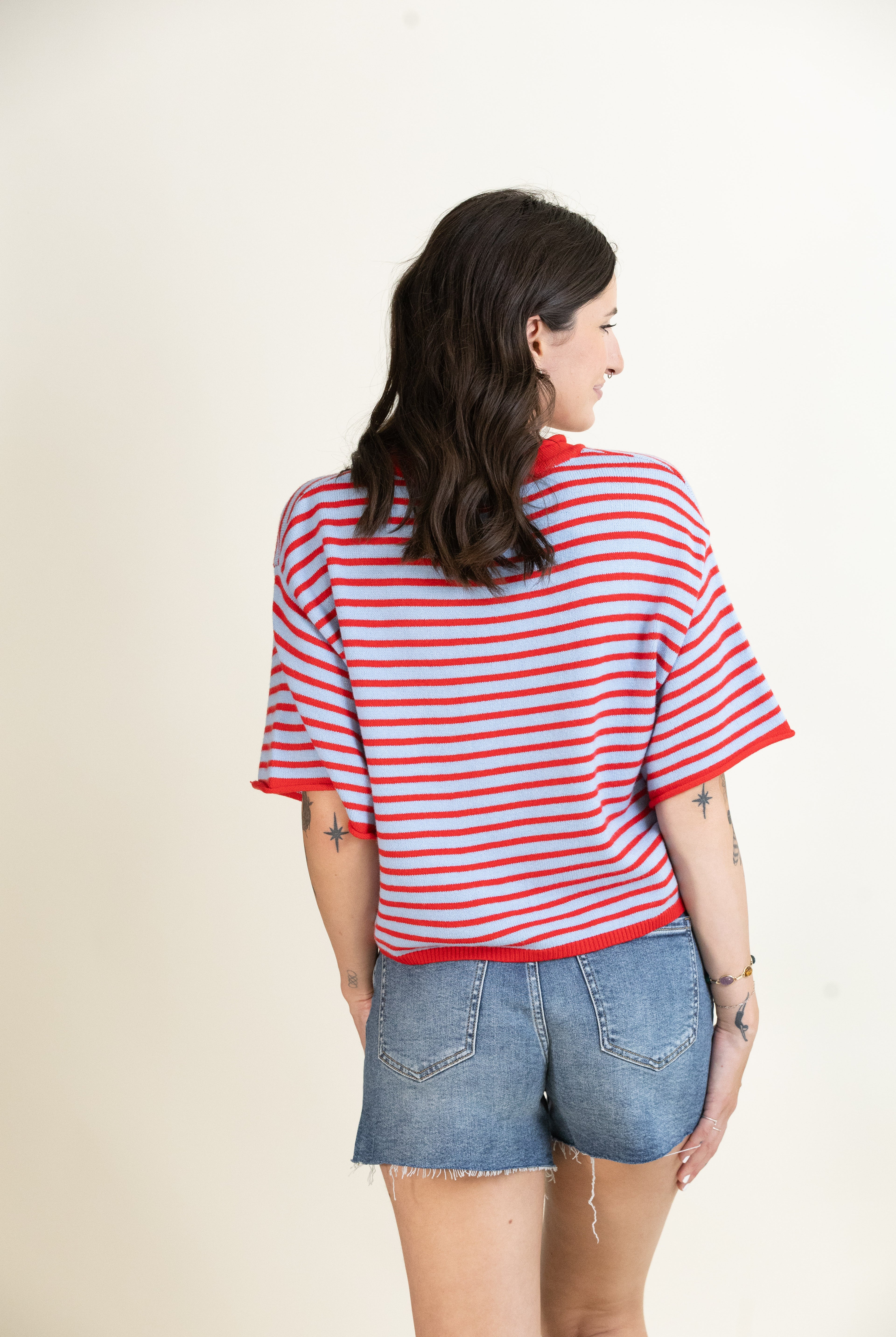 Porch Swing Stripe Henley-Sweaters-Vixen Collection, Day Spa and Women's Boutique Located in Seattle, Washington