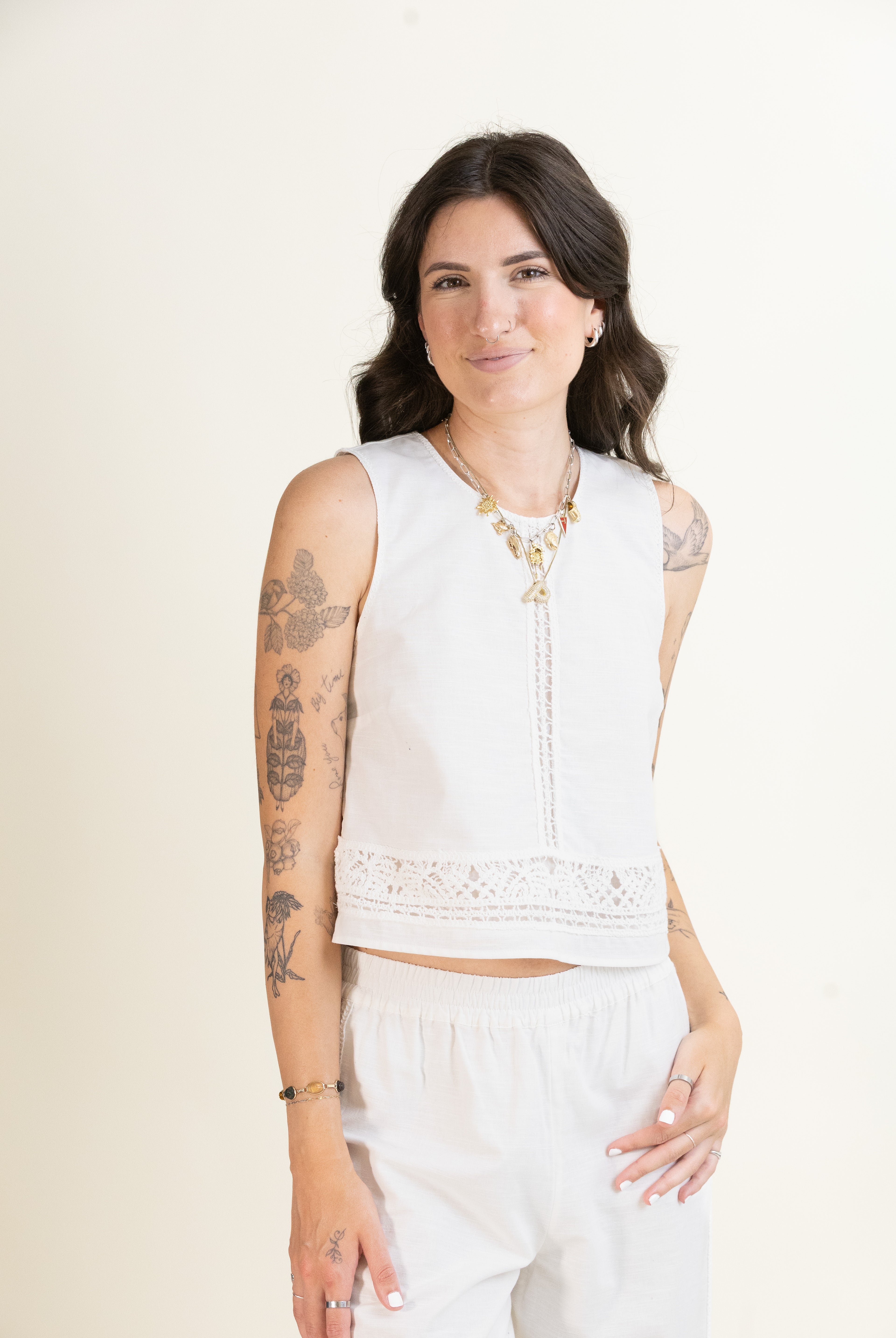 Sloane Embroidered Top-Tank Tops-Vixen Collection, Day Spa and Women's Boutique Located in Seattle, Washington