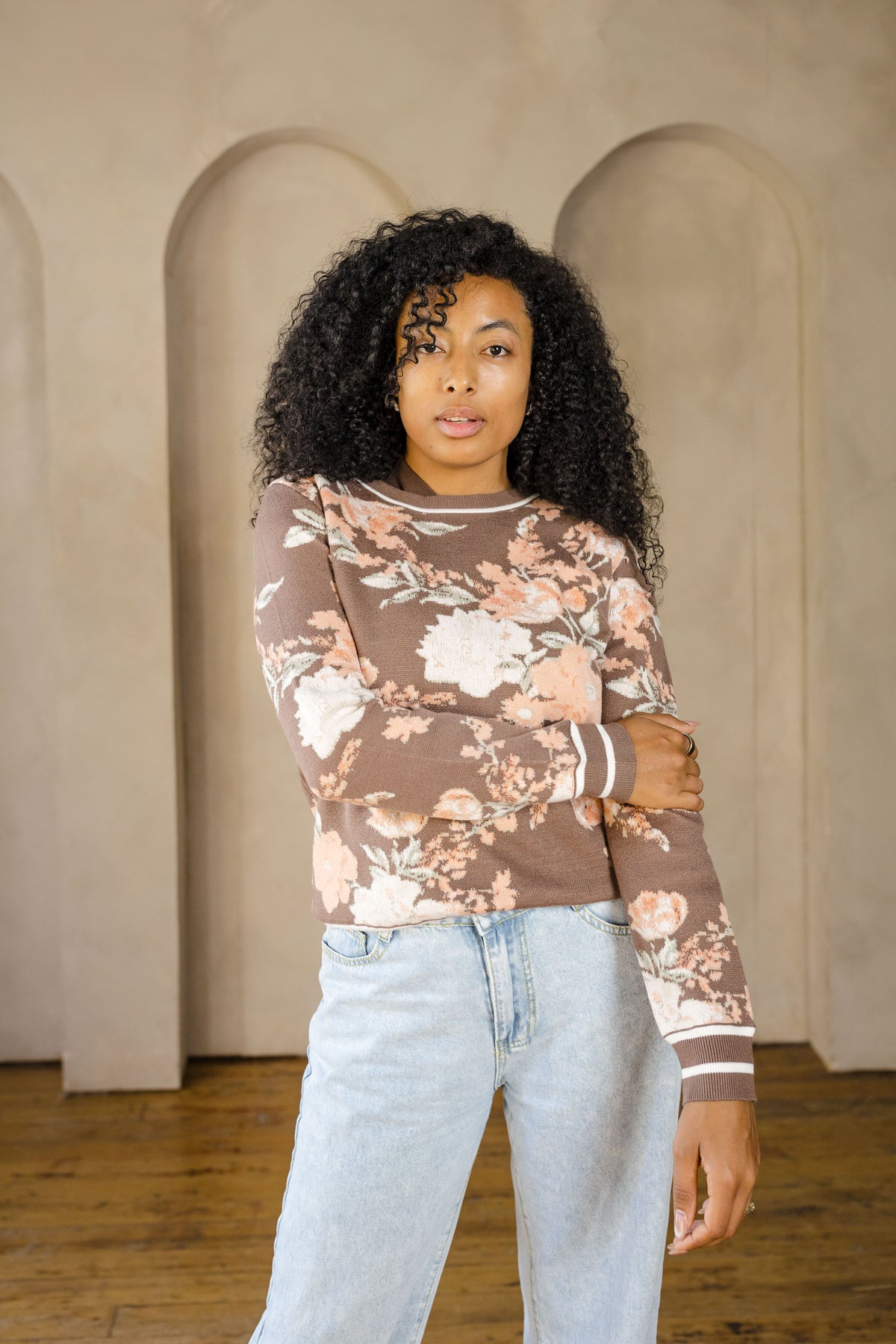 Espresso Bloom Knit-Sweaters-Vixen Collection, Day Spa and Women's Boutique Located in Seattle, Washington