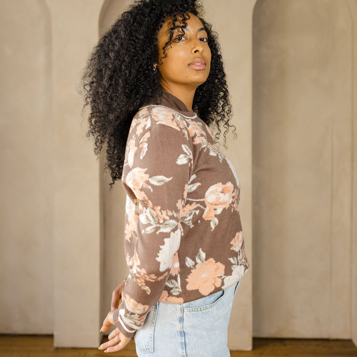 Espresso Bloom Knit-Sweaters-Vixen Collection, Day Spa and Women's Boutique Located in Seattle, Washington