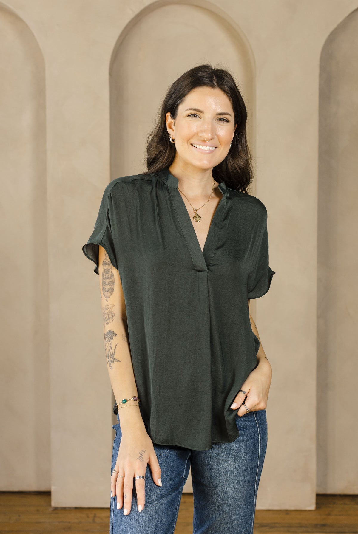 Mindy Top Jewel Tones-Short Sleeves-Vixen Collection, Day Spa and Women's Boutique Located in Seattle, Washington