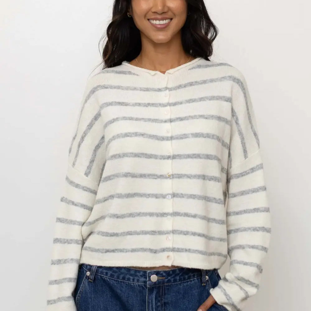 Pretty Piper Striped Cardigan-Sweaters-Vixen Collection, Day Spa and Women's Boutique Located in Seattle, Washington
