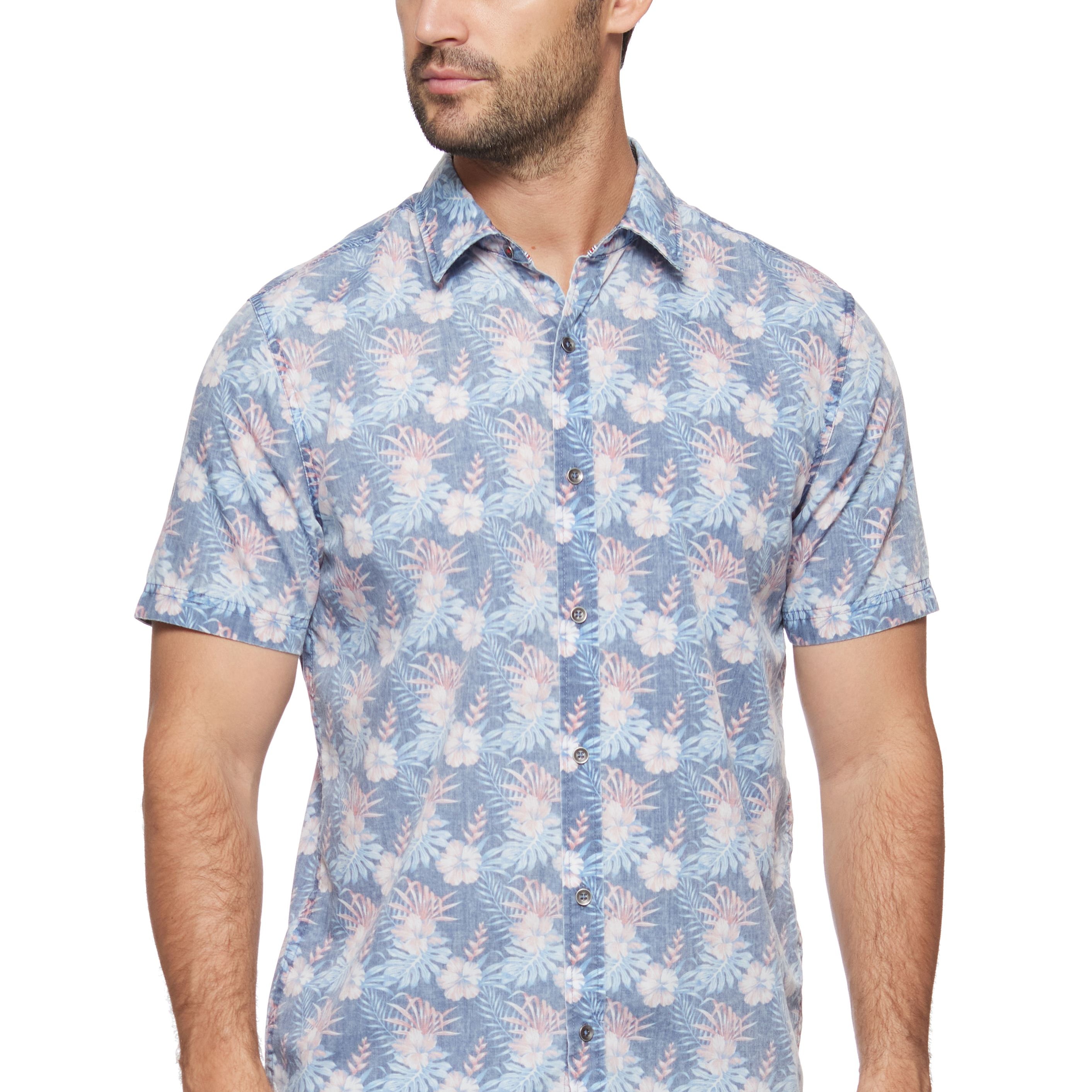 Puckett Vintage Soft Hibiscus Print Shirt-Men's Tops-Vixen Collection, Day Spa and Women's Boutique Located in Seattle, Washington