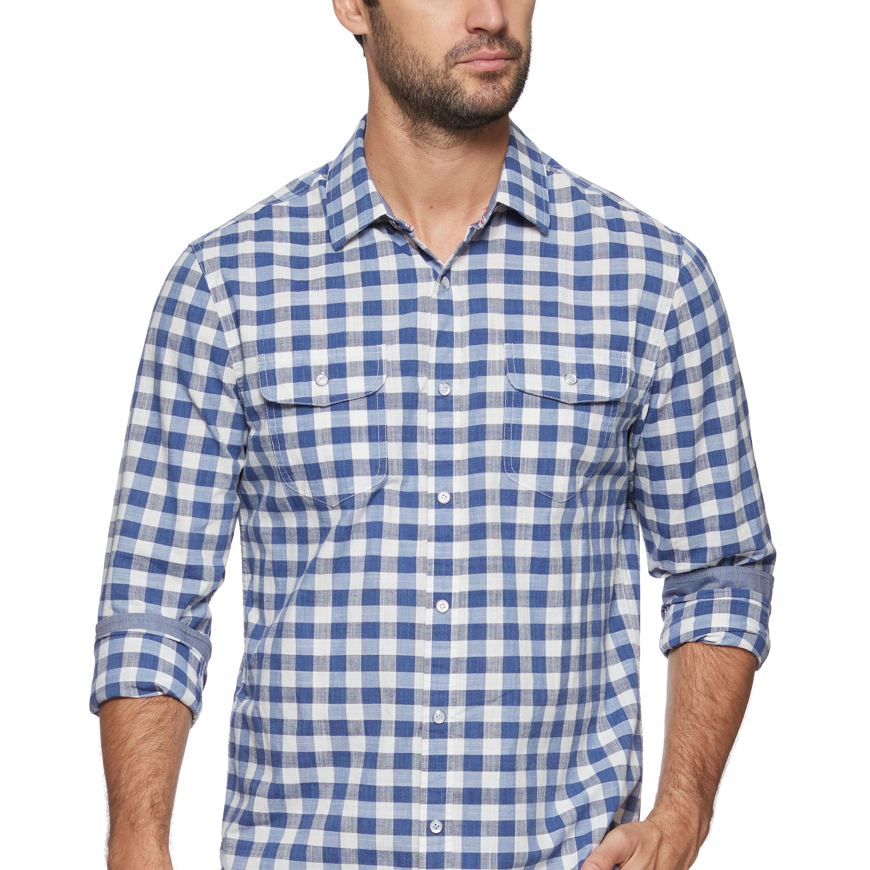 Harbuck Slub Gingham Shirt-Men's Tops-Vixen Collection, Day Spa and Women's Boutique Located in Seattle, Washington