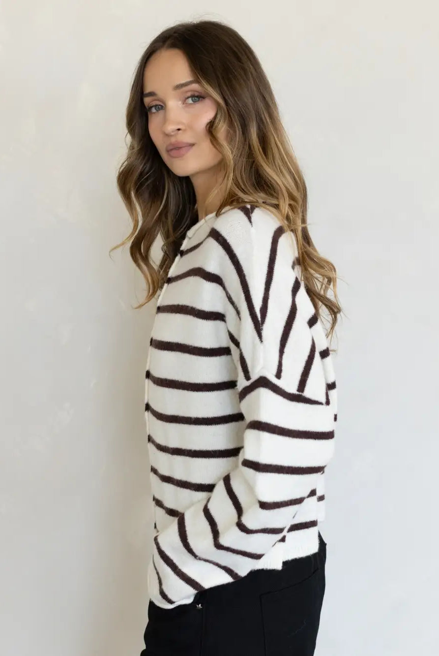 Pretty Piper Striped Cardigan-Sweaters-Vixen Collection, Day Spa and Women's Boutique Located in Seattle, Washington