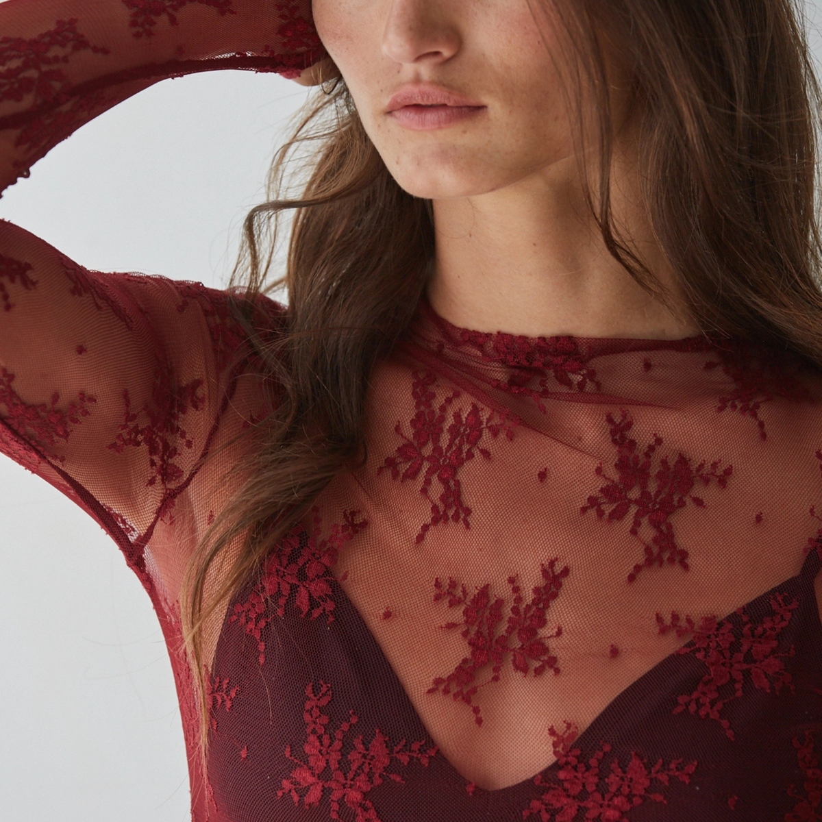 Aubrey Lace Top-Long Sleeves-Vixen Collection, Day Spa and Women's Boutique Located in Seattle, Washington