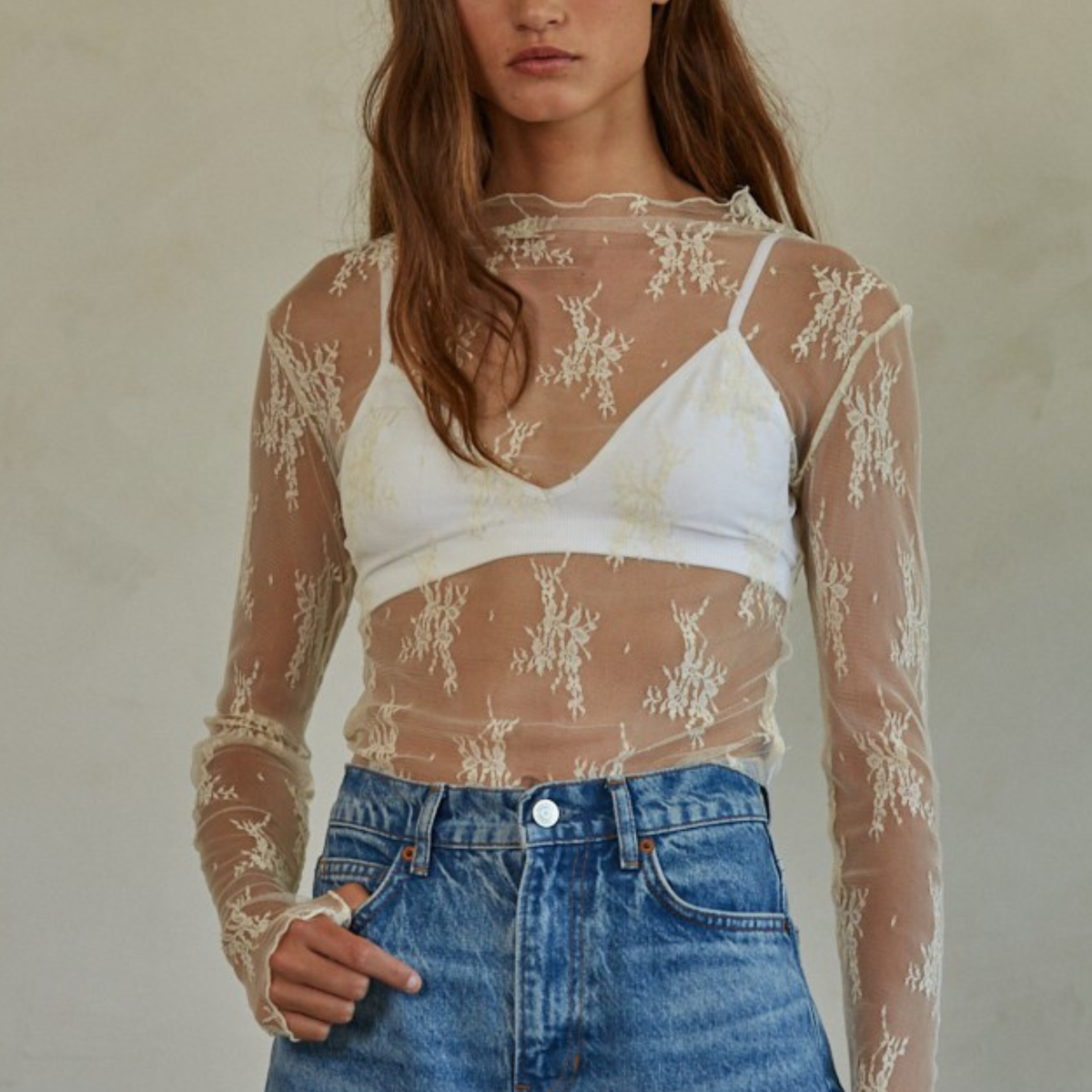 Aubrey Lace Top-Long Sleeves-Vixen Collection, Day Spa and Women's Boutique Located in Seattle, Washington