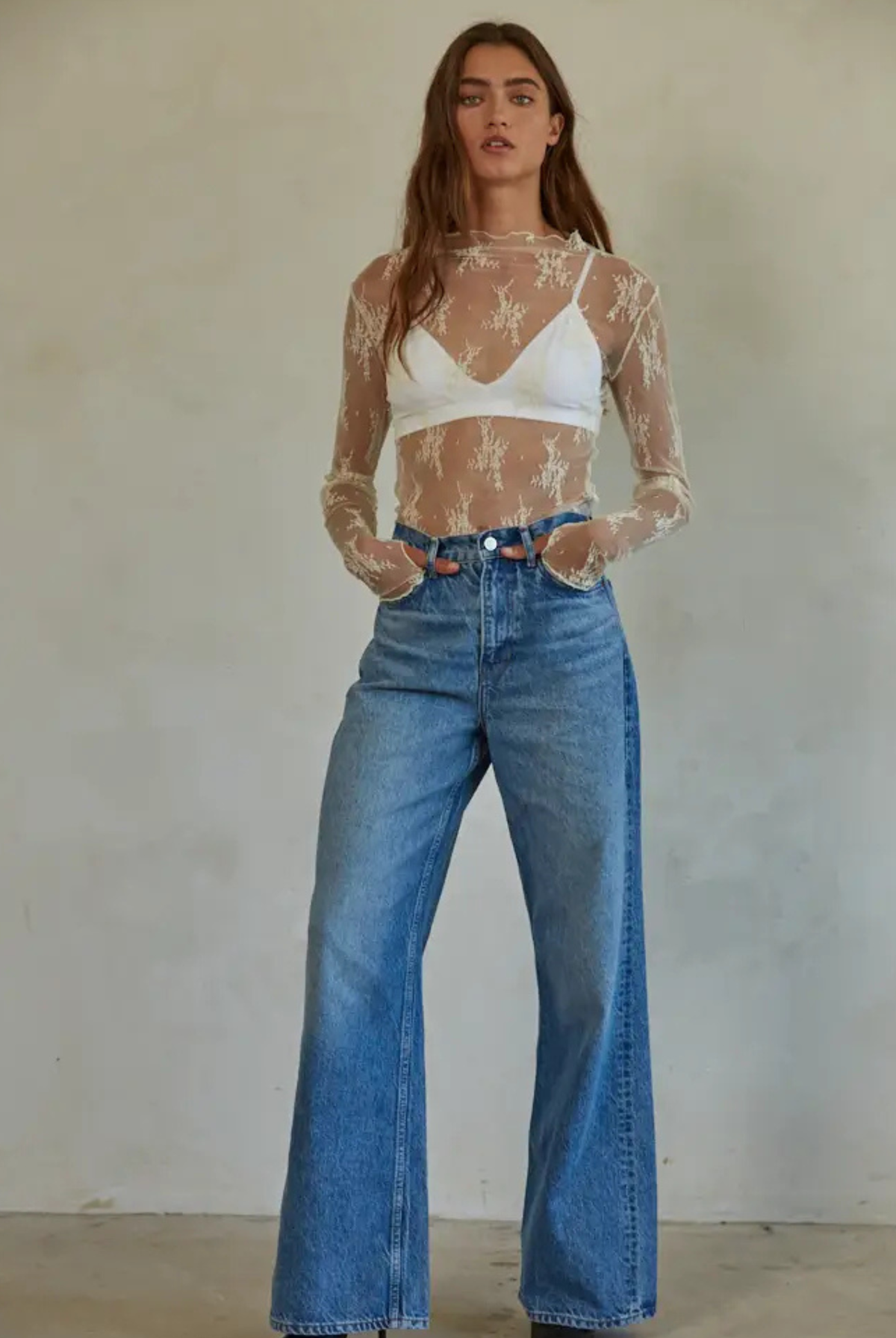 Aubrey Lace Top-Long Sleeves-Vixen Collection, Day Spa and Women's Boutique Located in Seattle, Washington