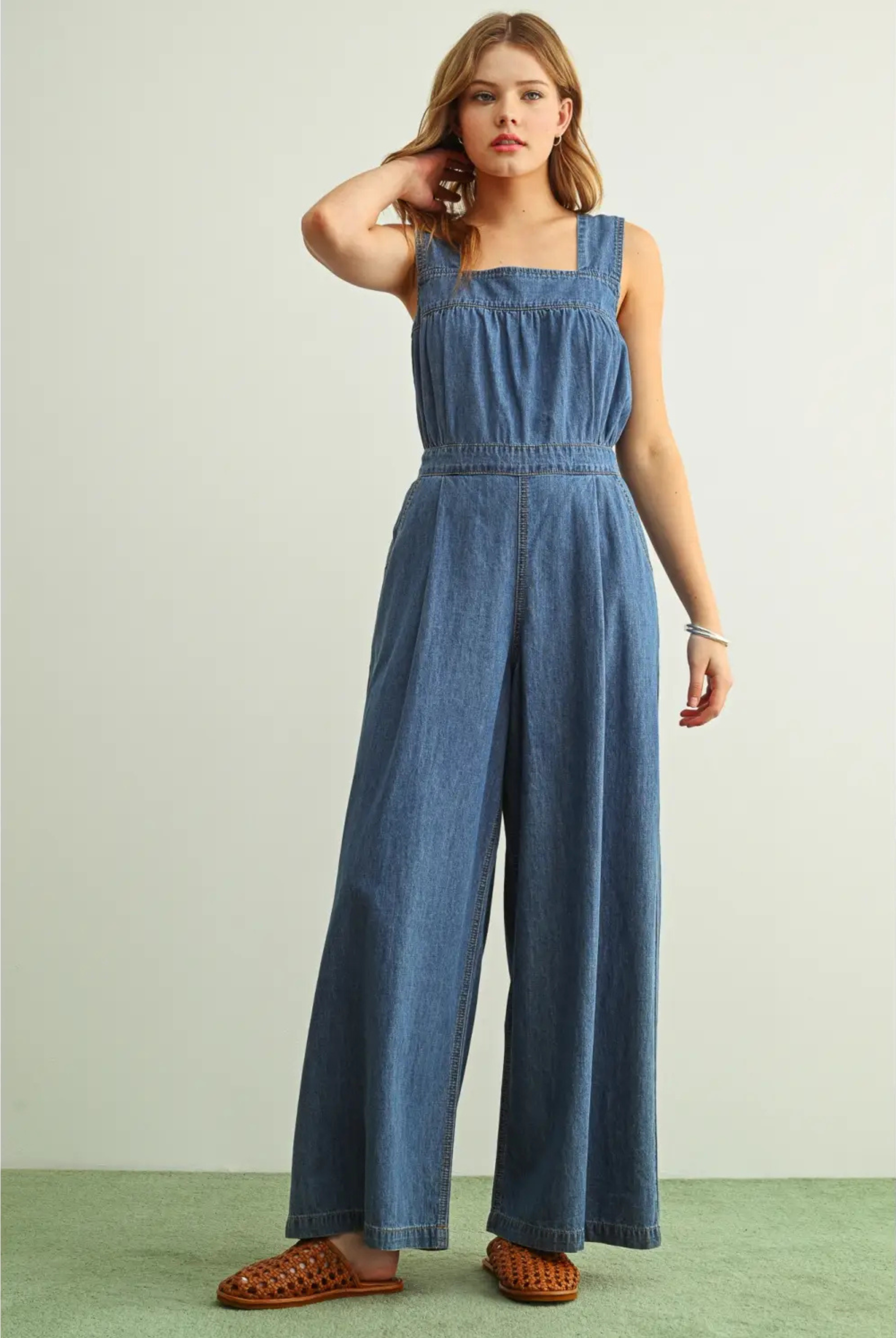 Chambray All Day Jumpsuit-Jumpsuits-Vixen Collection, Day Spa and Women's Boutique Located in Seattle, Washington