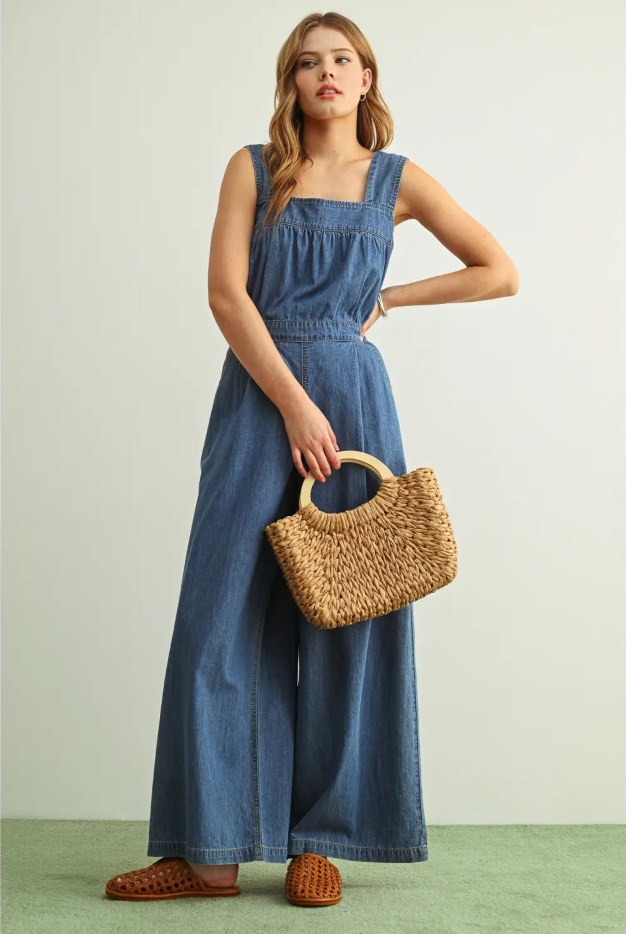 Chambray All Day Jumpsuit-Jumpsuits-Vixen Collection, Day Spa and Women's Boutique Located in Seattle, Washington