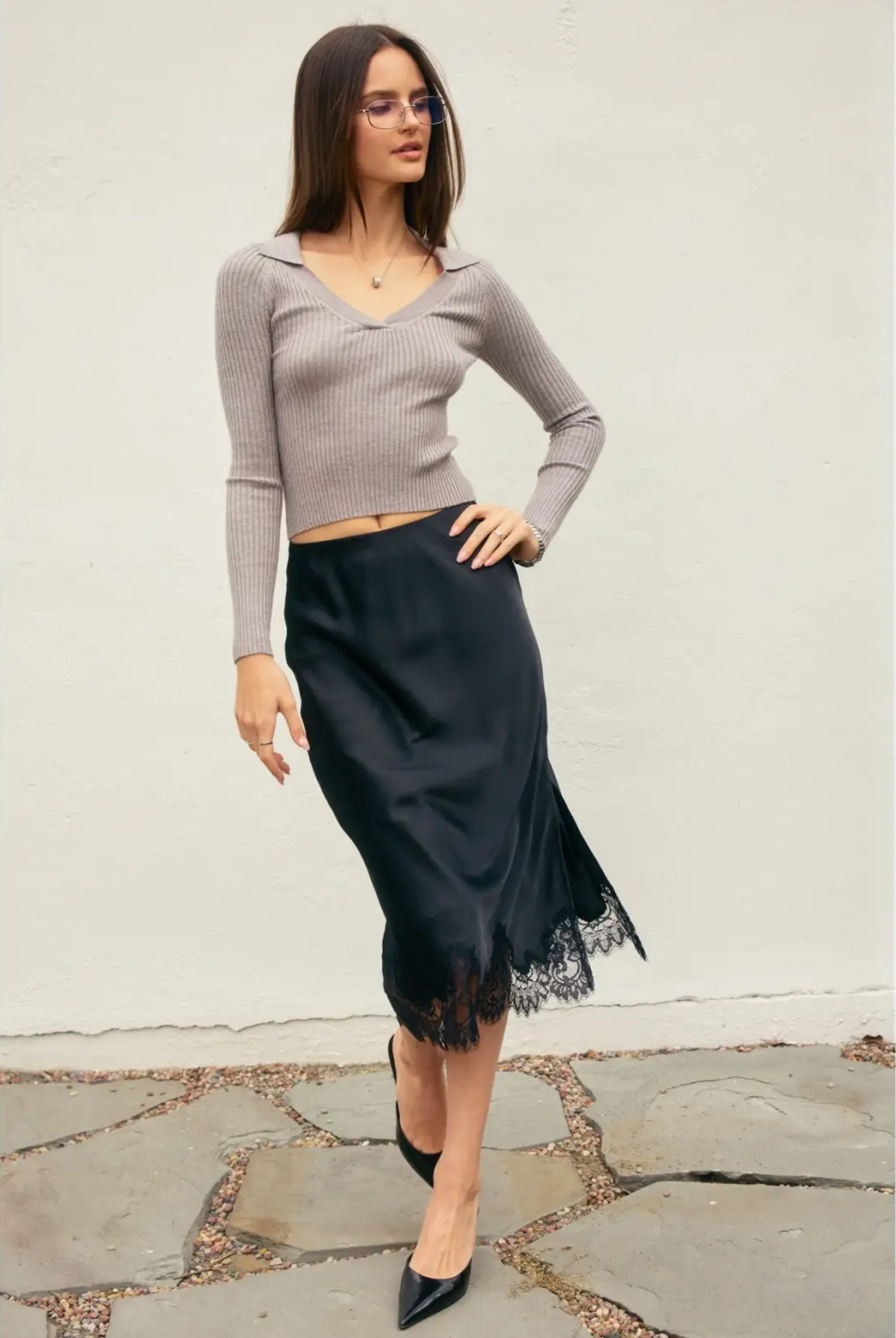 Dawn Lace Midi Skirt-Skirts-Vixen Collection, Day Spa and Women's Boutique Located in Seattle, Washington