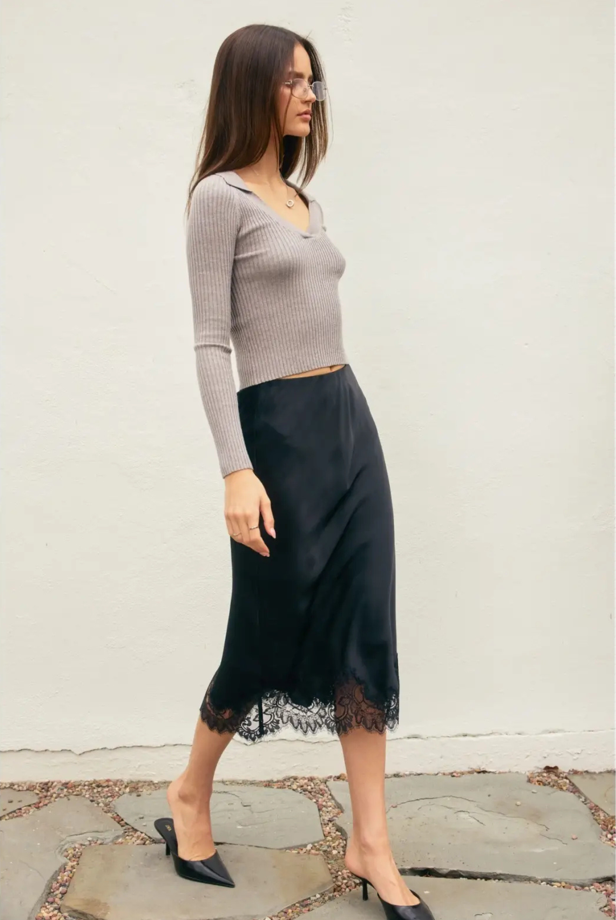 Dawn Lace Midi Skirt-Skirts-Vixen Collection, Day Spa and Women's Boutique Located in Seattle, Washington
