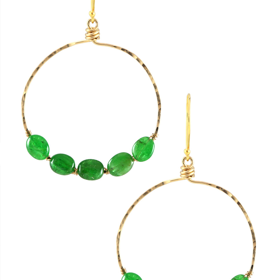 Tsavorite Large Gold Hoops-Earrings-Vixen Collection, Day Spa and Women's Boutique Located in Seattle, Washington