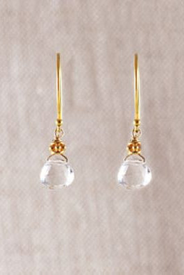 Tiny Gold Earrings, Crystal Quartz-Earrings-Vixen Collection, Day Spa and Women's Boutique Located in Seattle, Washington