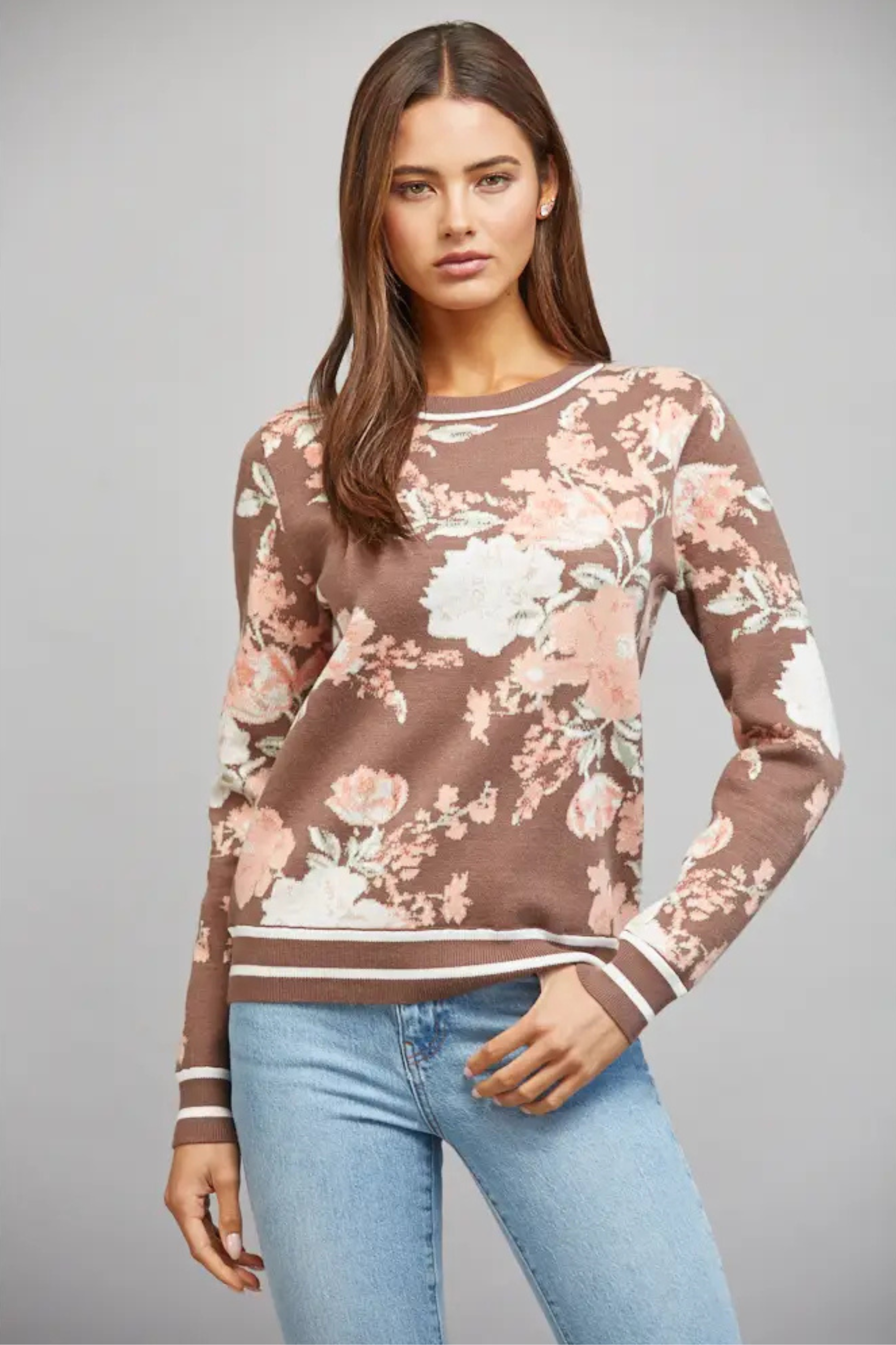 Espresso Bloom Knit-Sweaters-Vixen Collection, Day Spa and Women's Boutique Located in Seattle, Washington