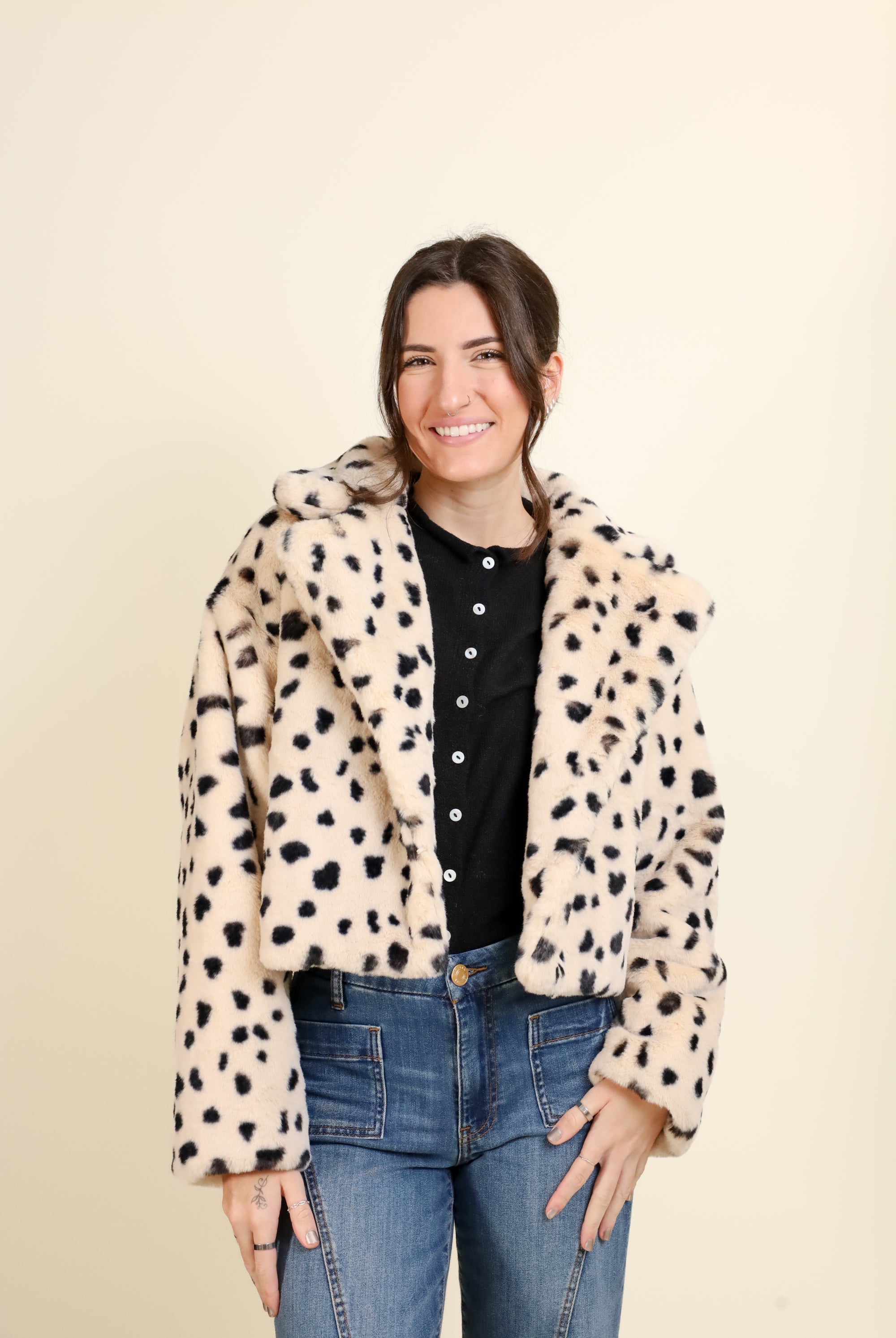 Jayley Faux Fur Animal Print Jacket-Outerwear-Vixen Collection, Day Spa and Women's Boutique Located in Seattle, Washington