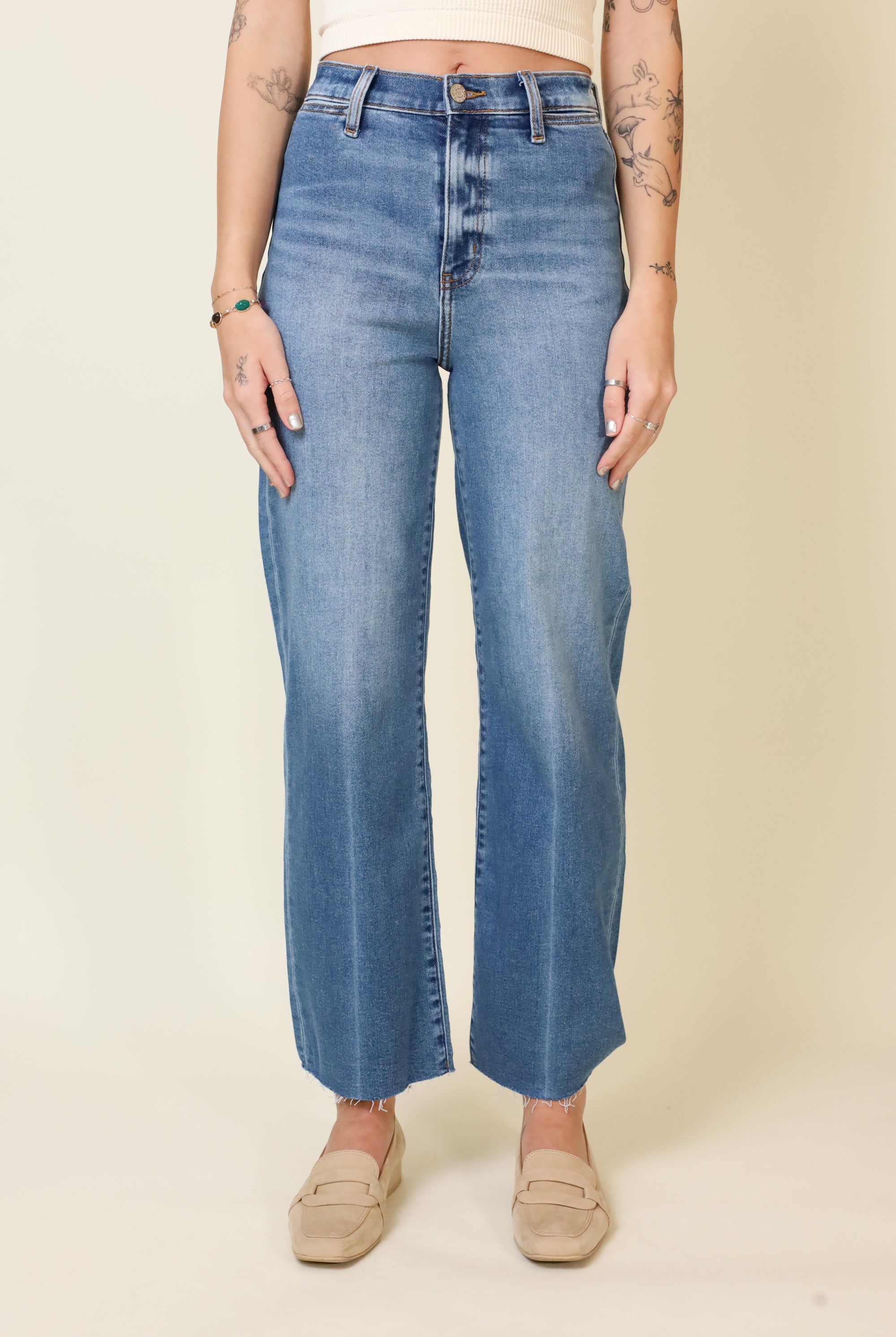 Pleaser High Rise Wide Ankle With Welt Pocket-Denim-Vixen Collection, Day Spa and Women's Boutique Located in Seattle, Washington