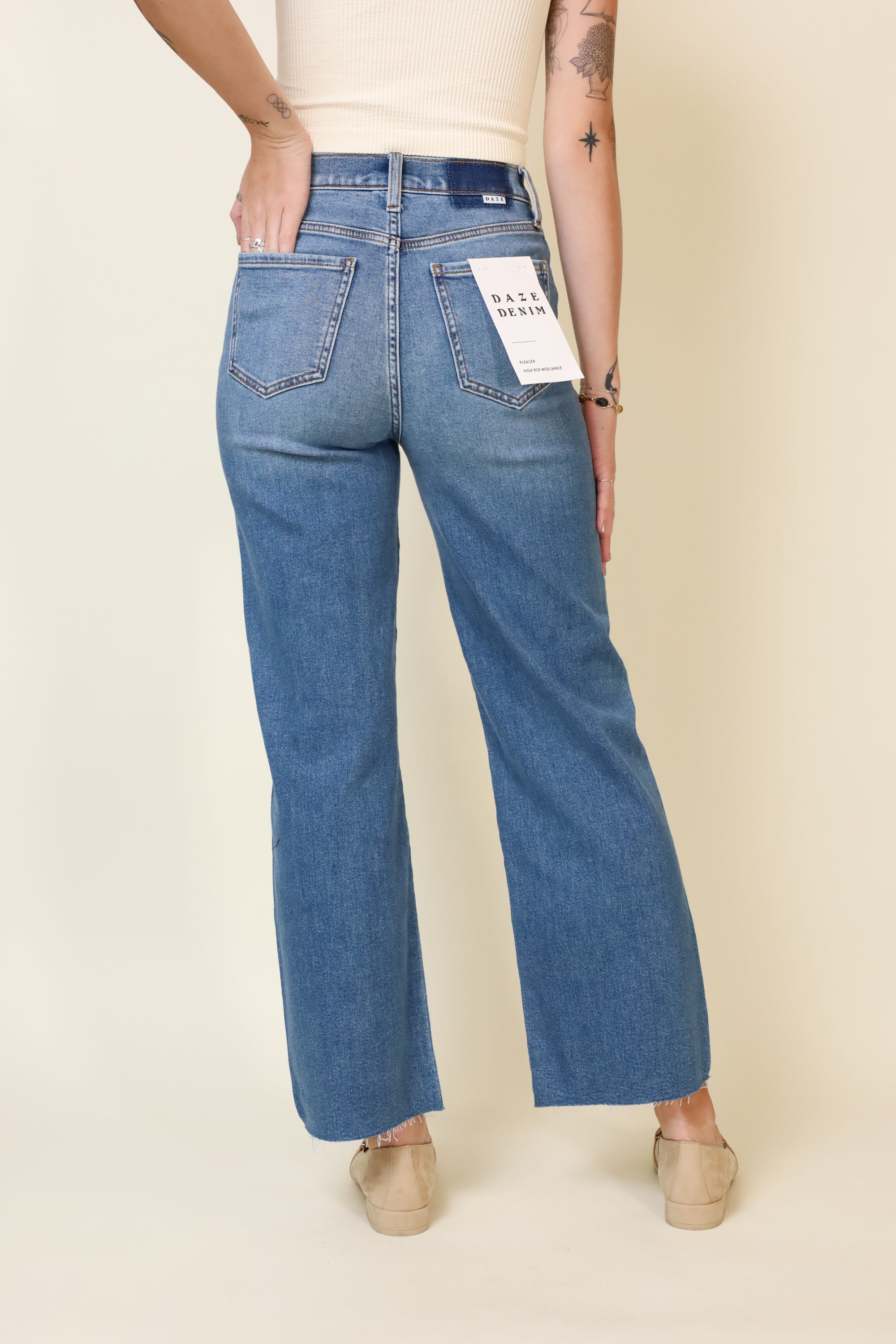 Pleaser High Rise Wide Ankle With Welt Pocket-Denim-Vixen Collection, Day Spa and Women's Boutique Located in Seattle, Washington