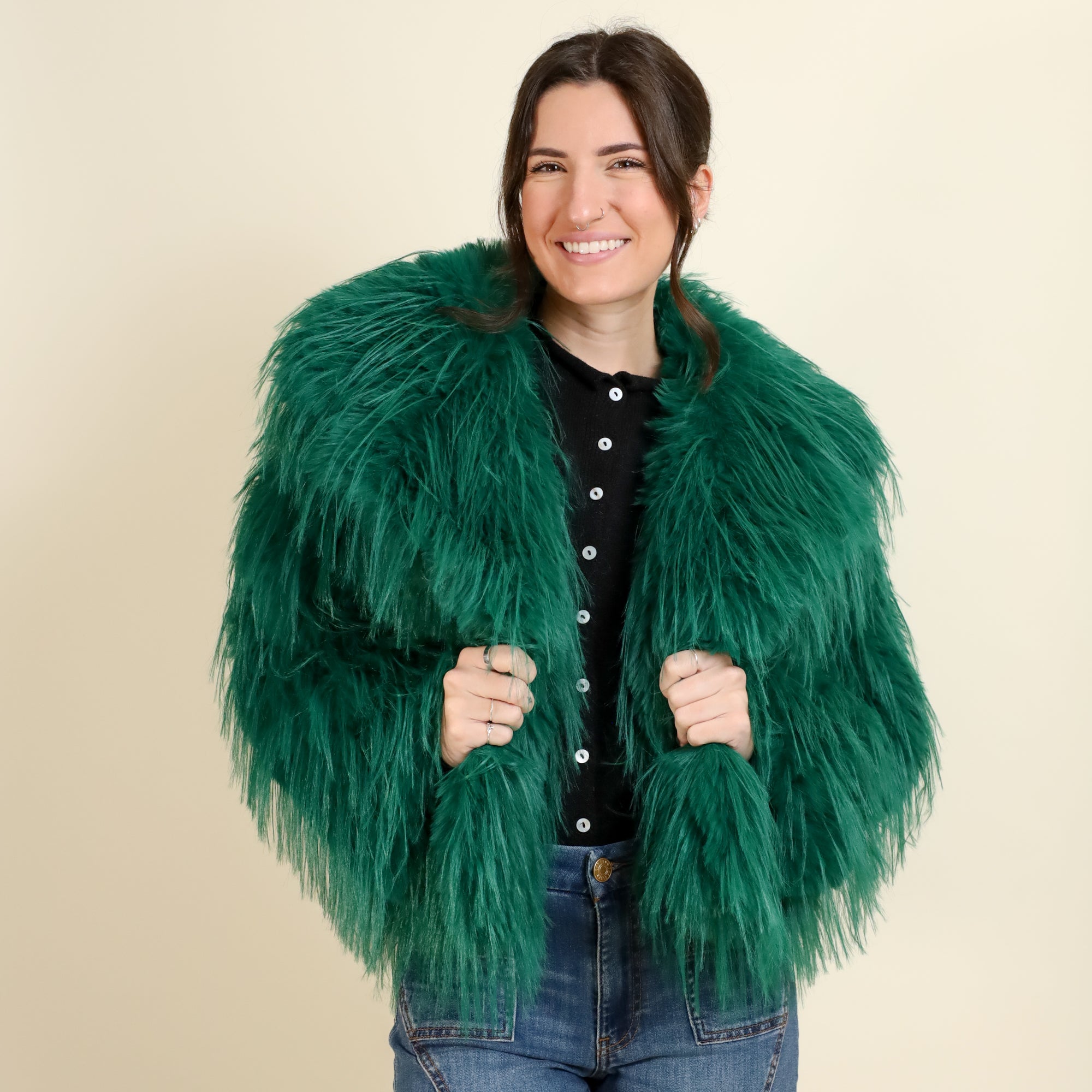 Mongolian Fur Knitted Jacket-Jackets-Vixen Collection, Day Spa and Women's Boutique Located in Seattle, Washington