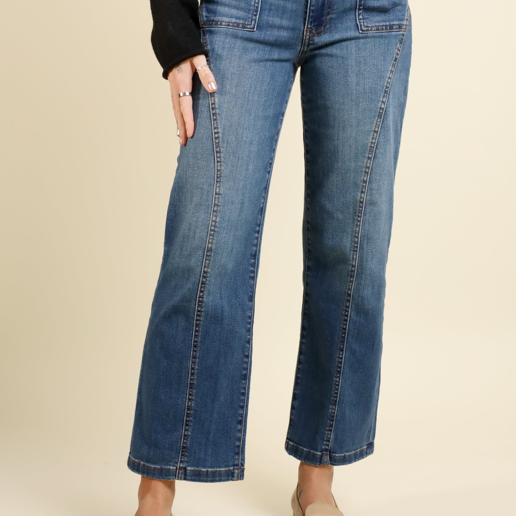 Charlotte High Rise Patch Pocket Jeans-Denim-Vixen Collection, Day Spa and Women's Boutique Located in Seattle, Washington
