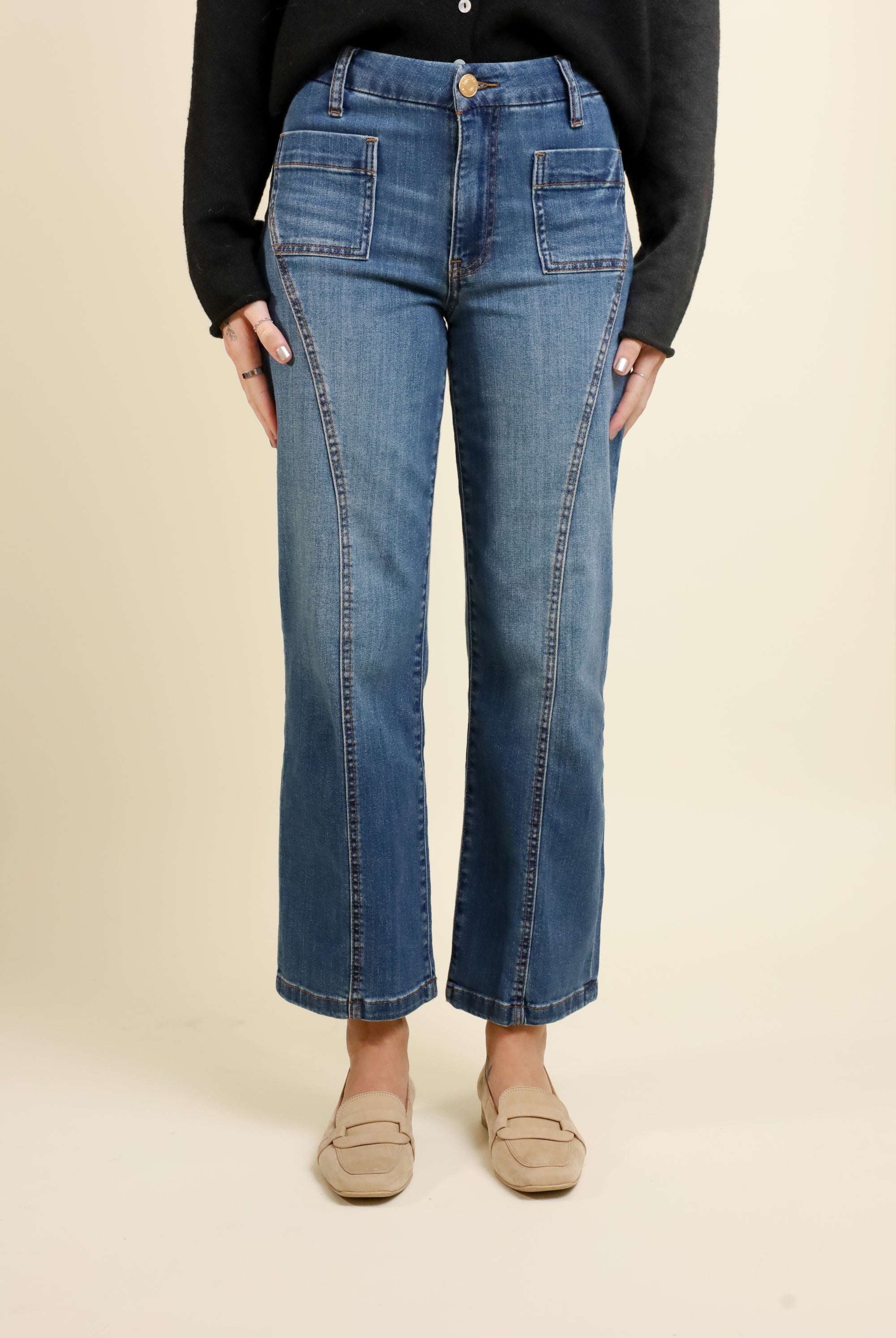 Charlotte High Rise Patch Pocket Jeans-Denim-Vixen Collection, Day Spa and Women's Boutique Located in Seattle, Washington