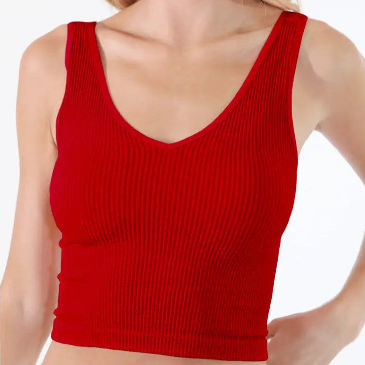 Z OLD Reversible Ribbed Crop Top-Tank Tops-Vixen Collection, Day Spa and Women's Boutique Located in Seattle, Washington