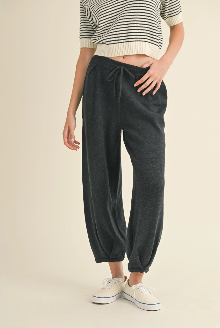 Drawstring Knit Lounge Pants-Pants-Vixen Collection, Day Spa and Women's Boutique Located in Seattle, Washington