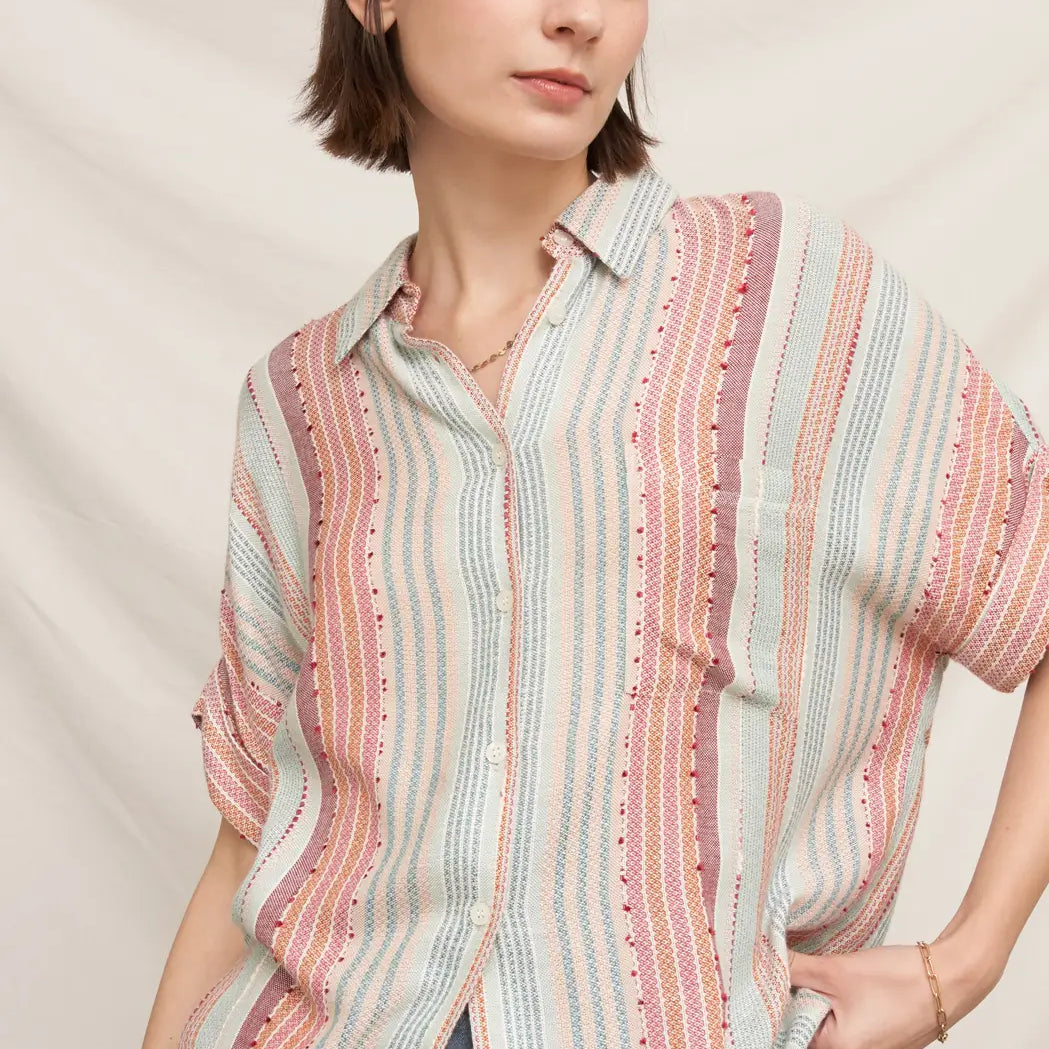 Coral Reef Button Up-Tops-Vixen Collection, Day Spa and Women's Boutique Located in Seattle, Washington