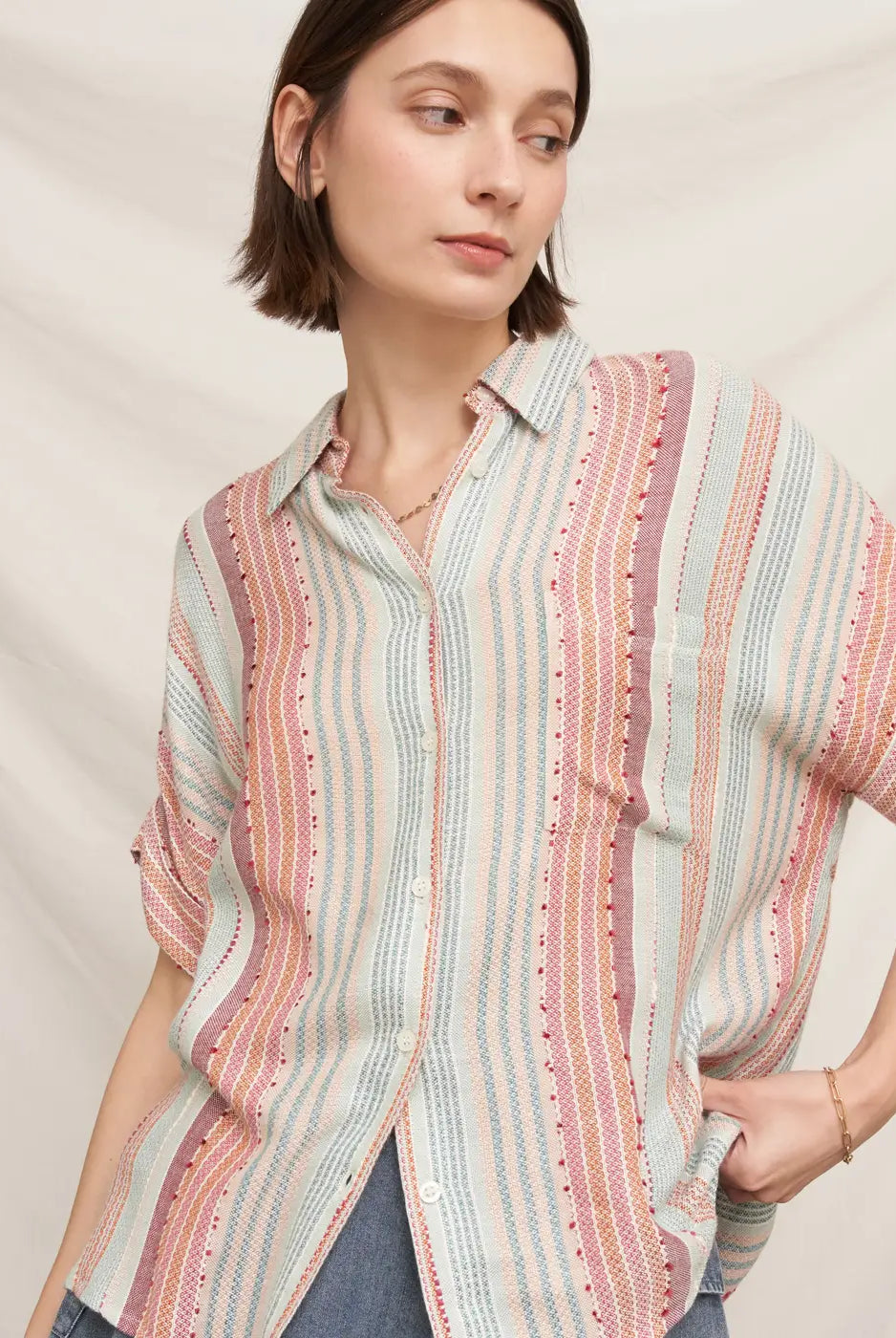 Coral Reef Button Up-Tops-Vixen Collection, Day Spa and Women's Boutique Located in Seattle, Washington