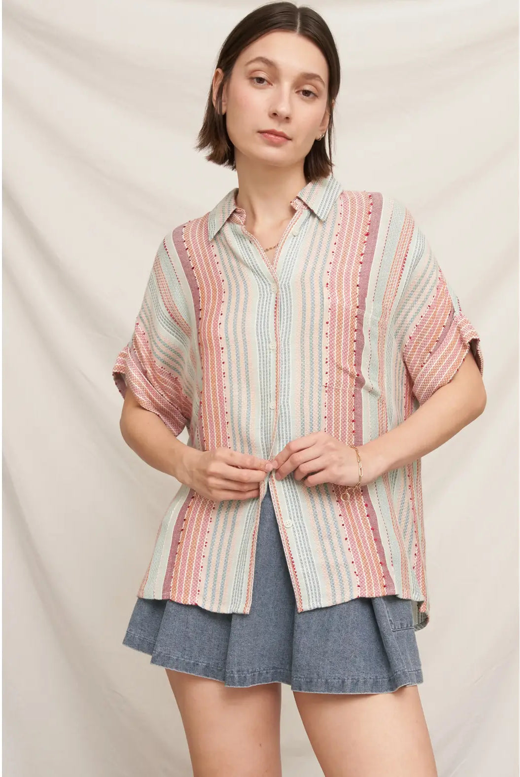 Coral Reef Button Up-Tops-Vixen Collection, Day Spa and Women's Boutique Located in Seattle, Washington