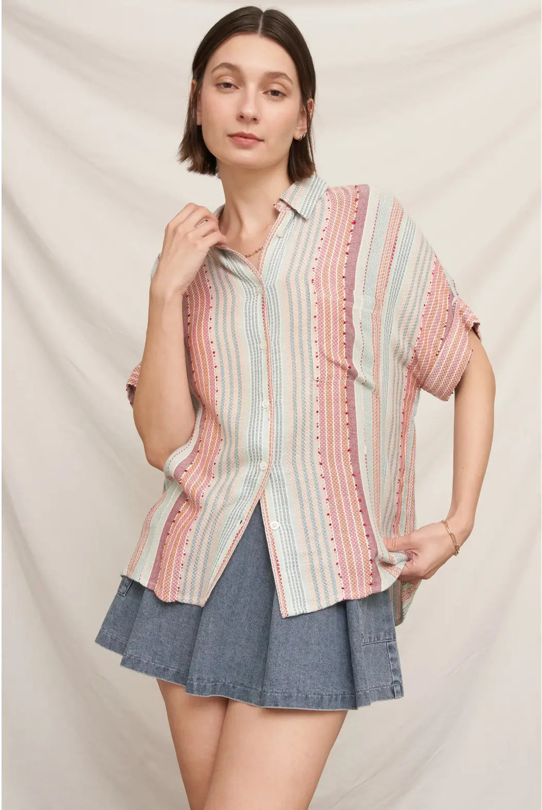 Coral Reef Button Up-Tops-Vixen Collection, Day Spa and Women's Boutique Located in Seattle, Washington