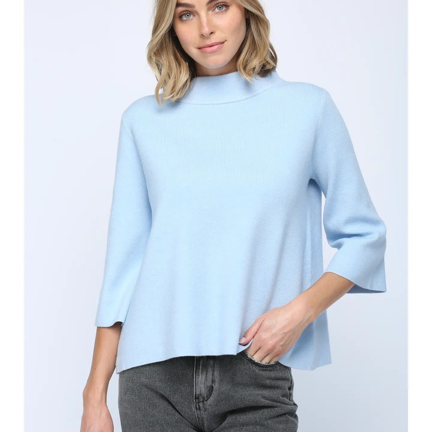 Powder Bell Sleeve Top-Tops-Vixen Collection, Day Spa and Women's Boutique Located in Seattle, Washington