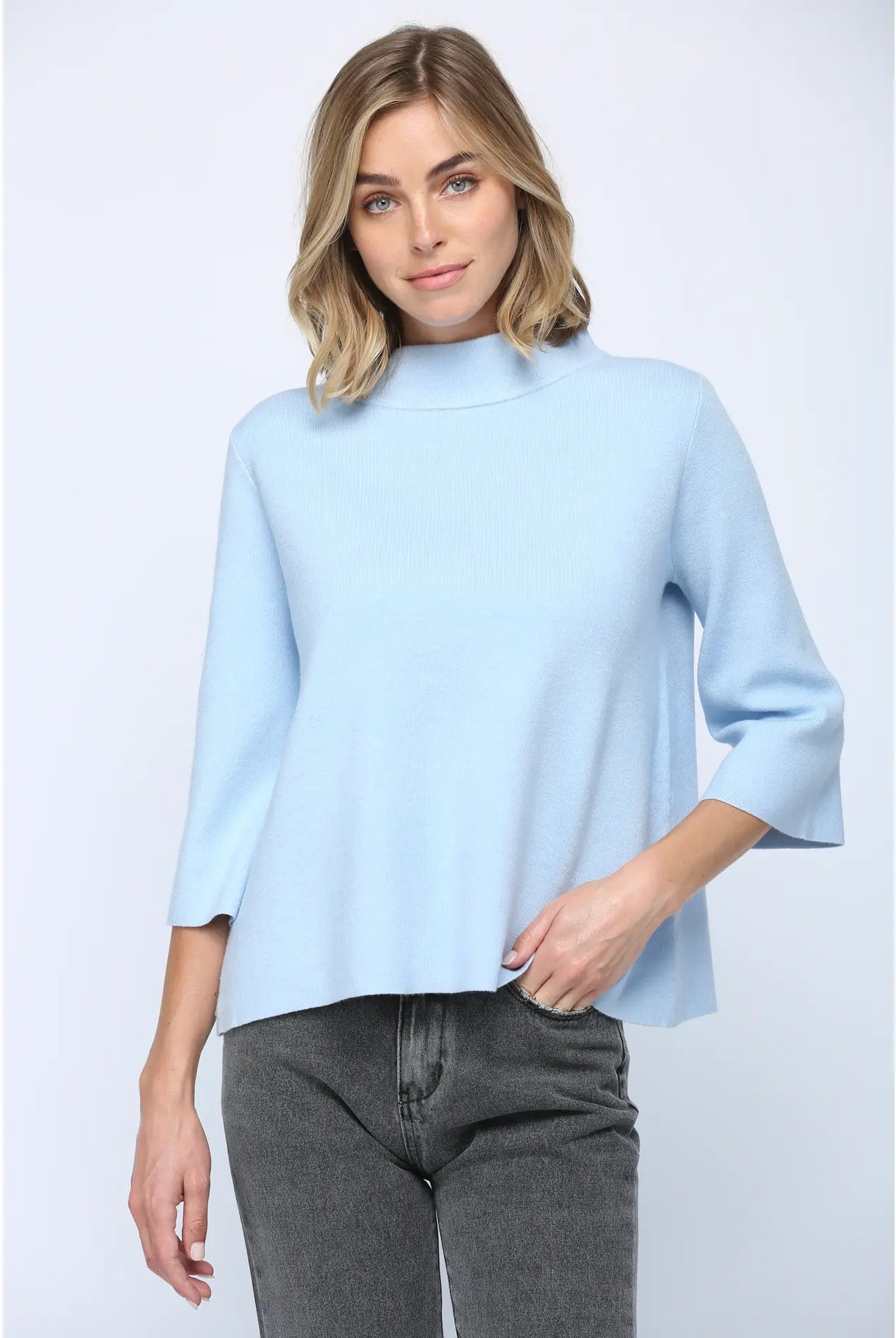 Powder Bell Sleeve Top-Tops-Vixen Collection, Day Spa and Women's Boutique Located in Seattle, Washington
