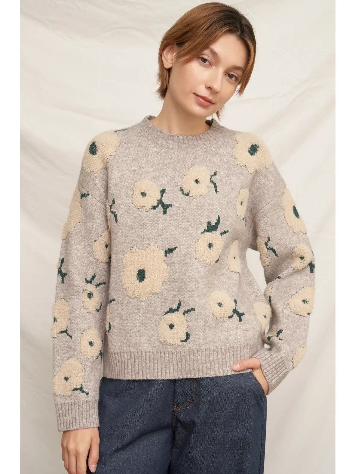 Flower Power Sweater-Sweaters-Vixen Collection, Day Spa and Women's Boutique Located in Seattle, Washington