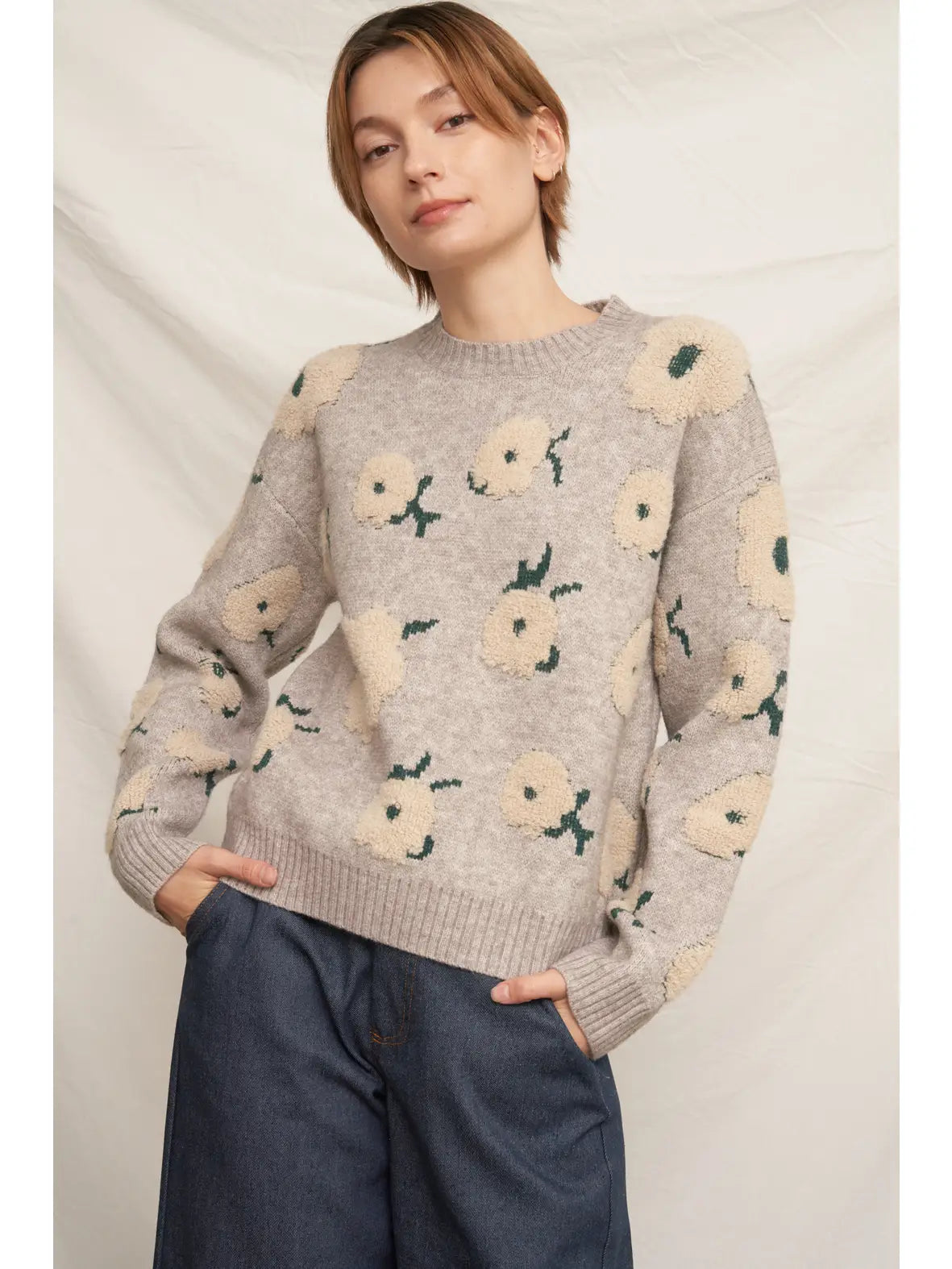 Flower Power Sweater-Sweaters-Vixen Collection, Day Spa and Women's Boutique Located in Seattle, Washington