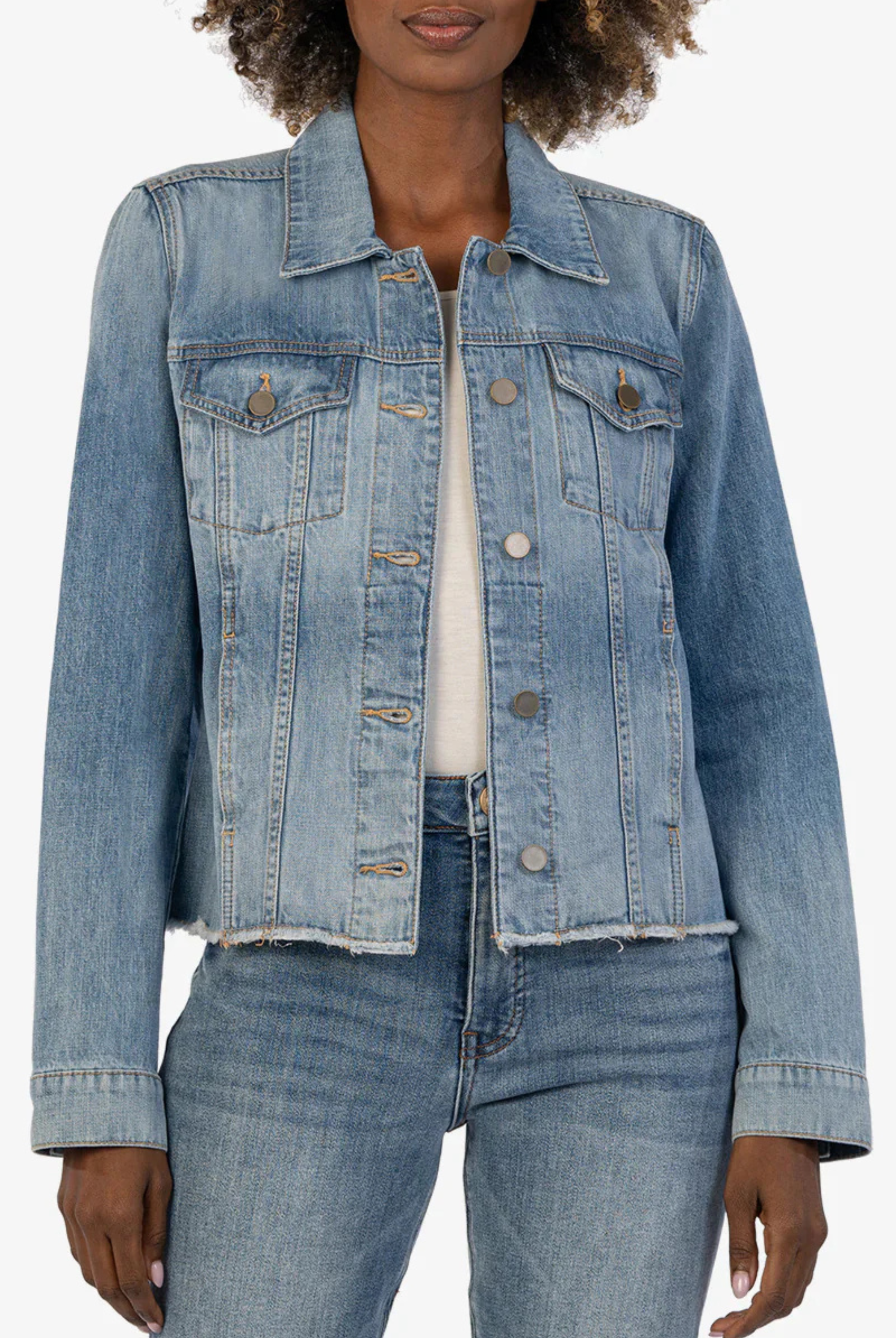 Julia Cropped Denim Jacket-Jackets-Vixen Collection, Day Spa and Women's Boutique Located in Seattle, Washington