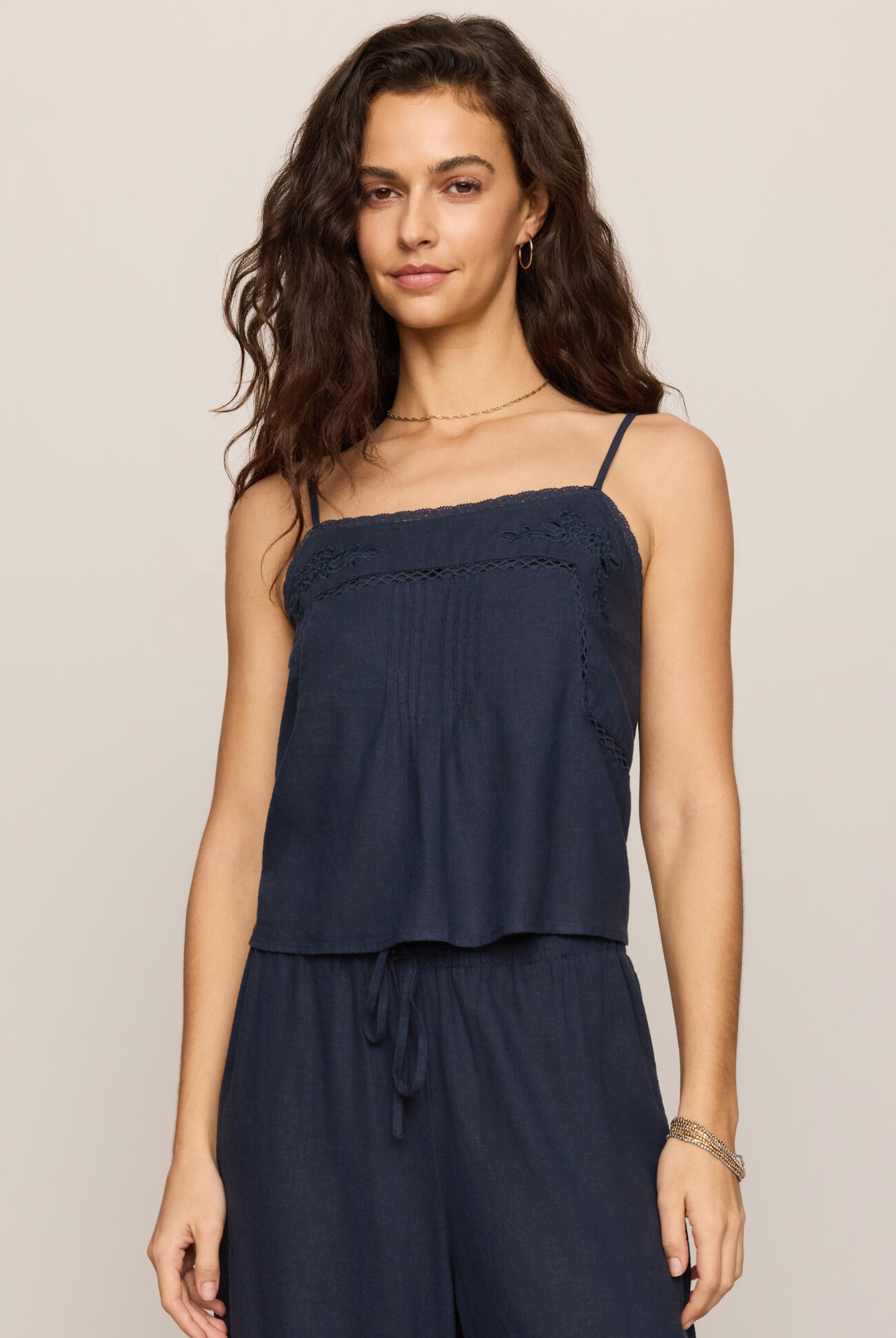 Lille Embroidered Woven Tank-Tank Tops-Vixen Collection, Day Spa and Women's Boutique Located in Seattle, Washington