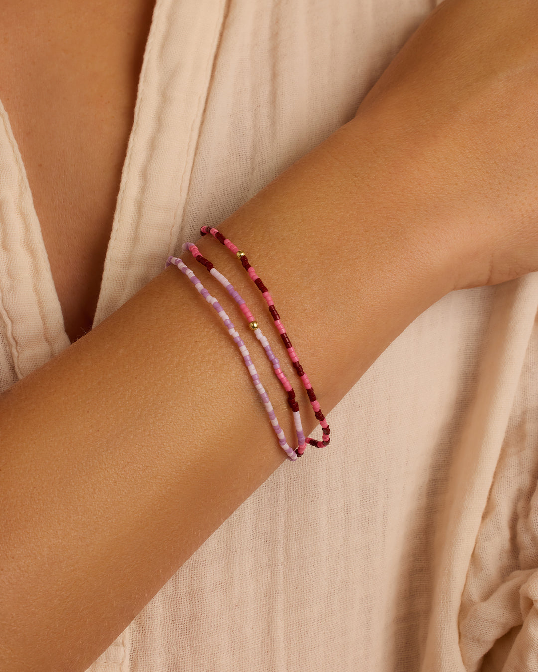 Gorjana Bracelets Set Pink Multi Malibu Gigi Beaded Striped Colorful Vacation GORJANA Gigi Striped Malibu Bracelets Set (3) | eBay main image 2