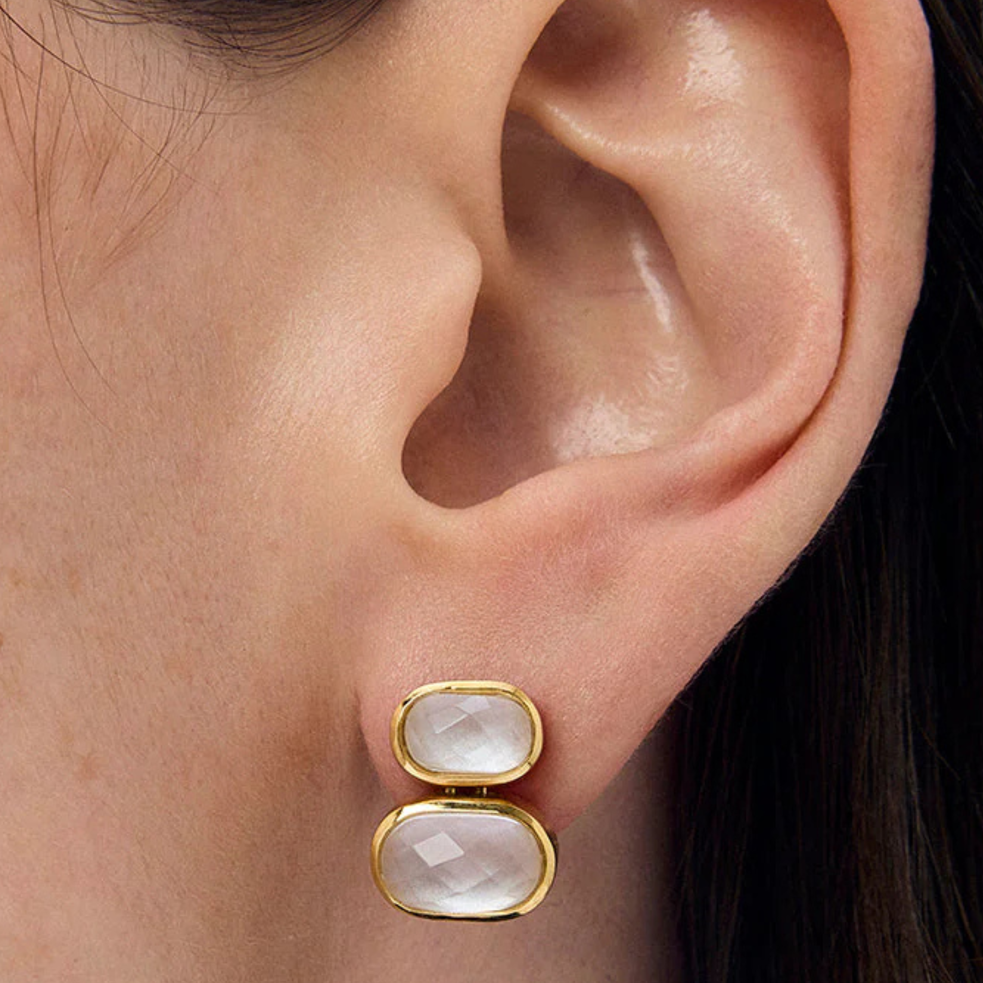 Mercer Double Gemstone Drop Earrings-Earrings-Vixen Collection, Day Spa and Women's Boutique Located in Seattle, Washington