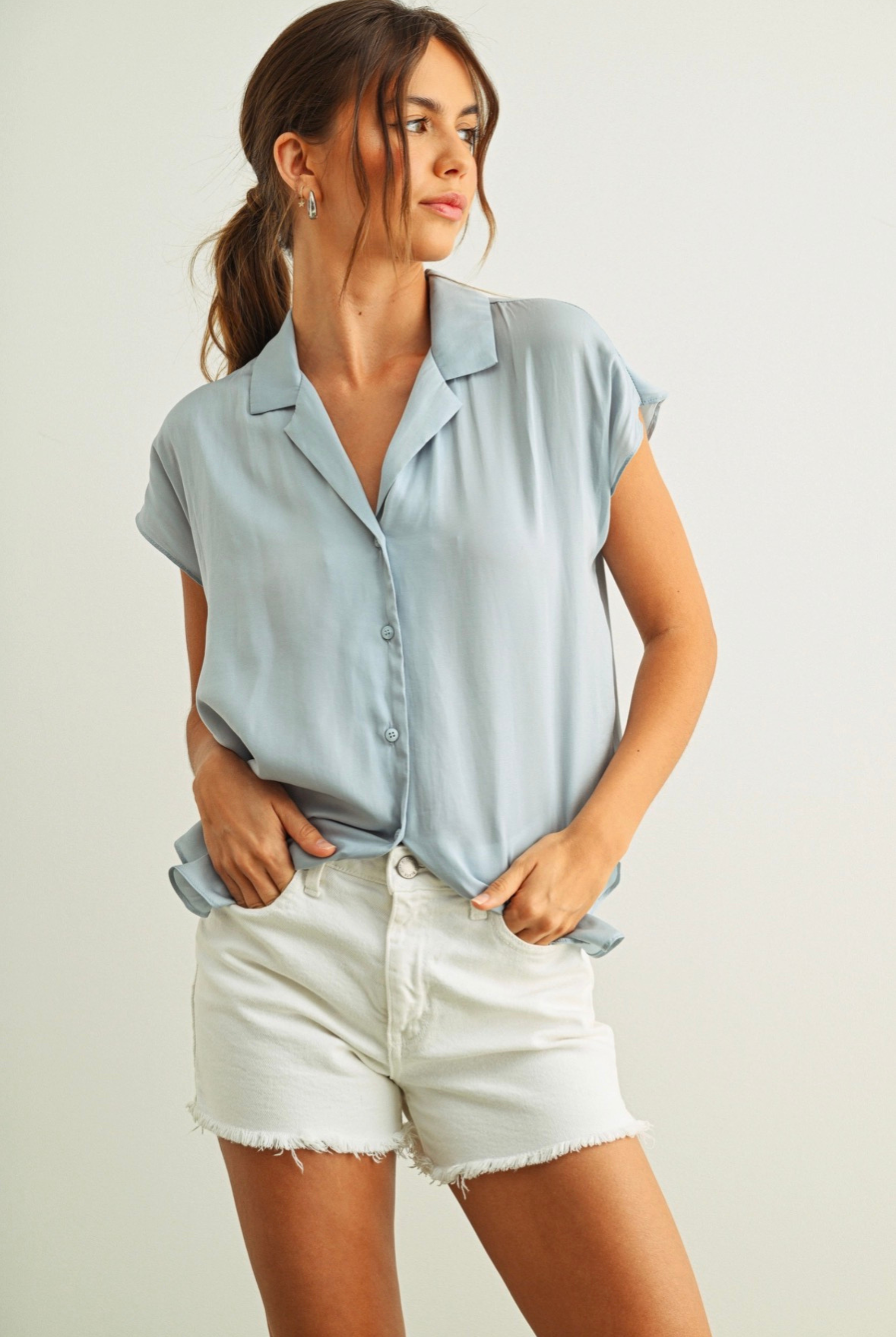 Seabreeze Button Down-Short Sleeves-Vixen Collection, Day Spa and Women's Boutique Located in Seattle, Washington
