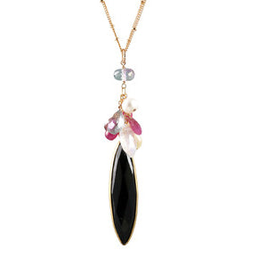 Alicia Van Fleteren 16" Black Spinel Gold Necklace-Necklaces-Vixen Collection, Day Spa and Women's Boutique Located in Seattle, Washington